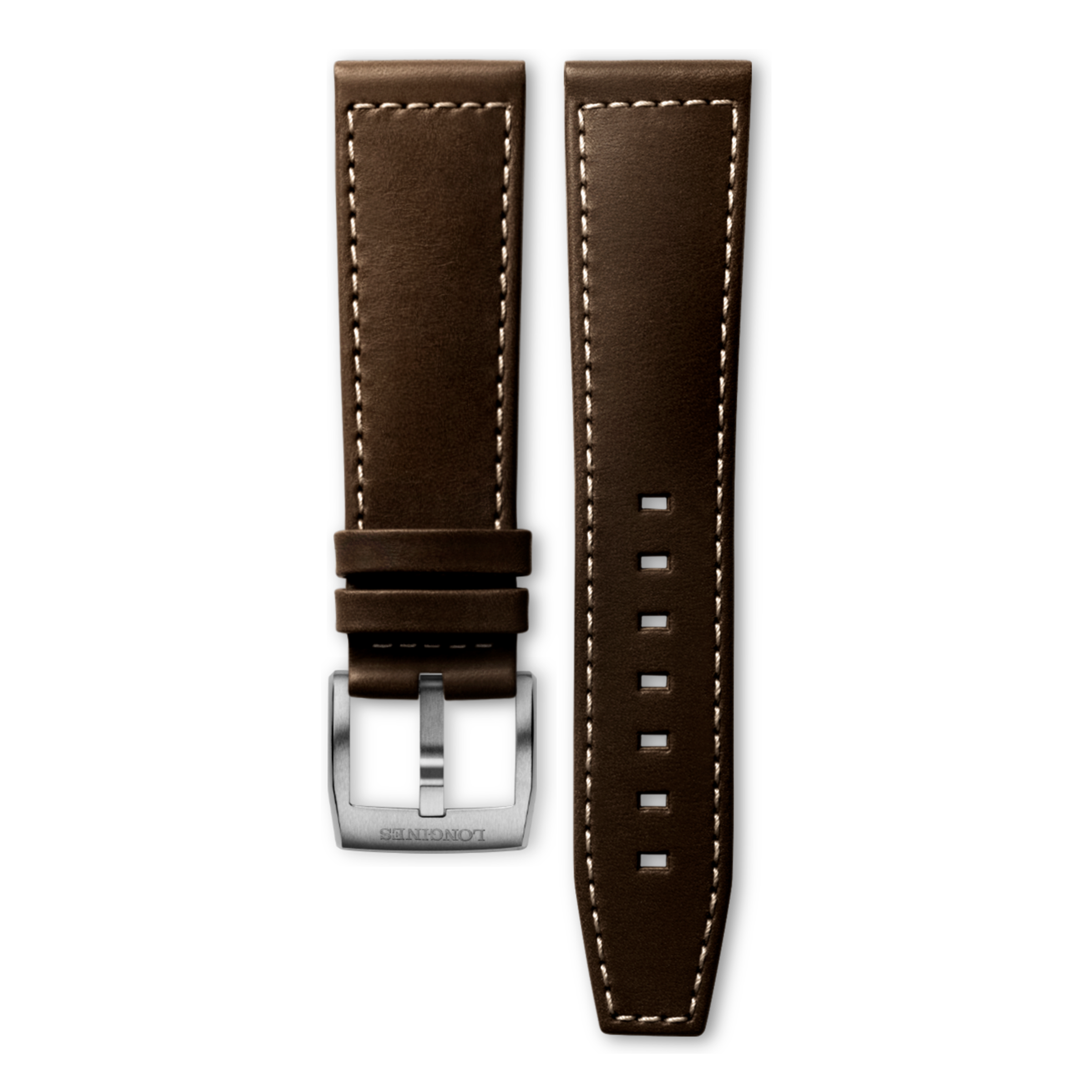 Semi matt dark brown calf leather strap