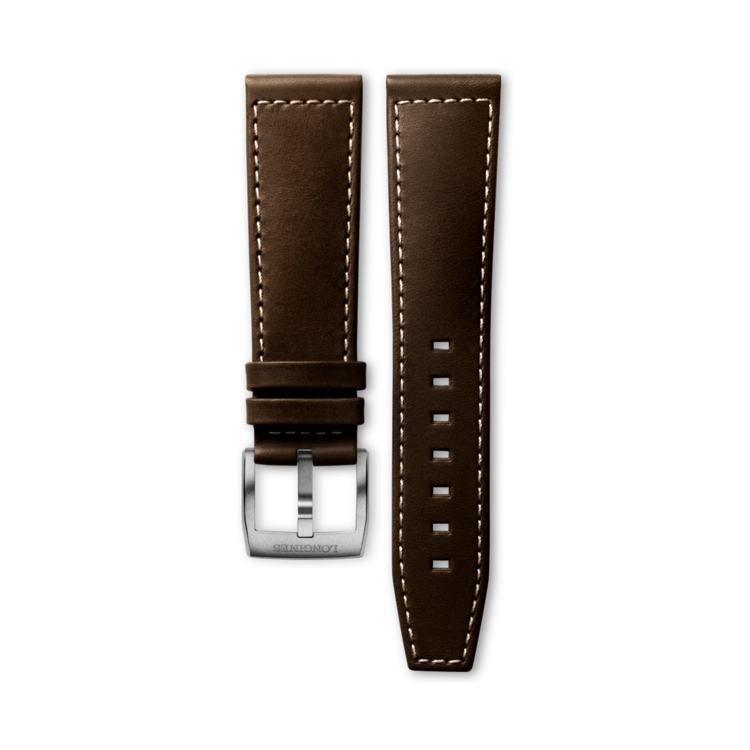 Longines Semi matt dark brown calf leather strap - L682159934 & L649160123