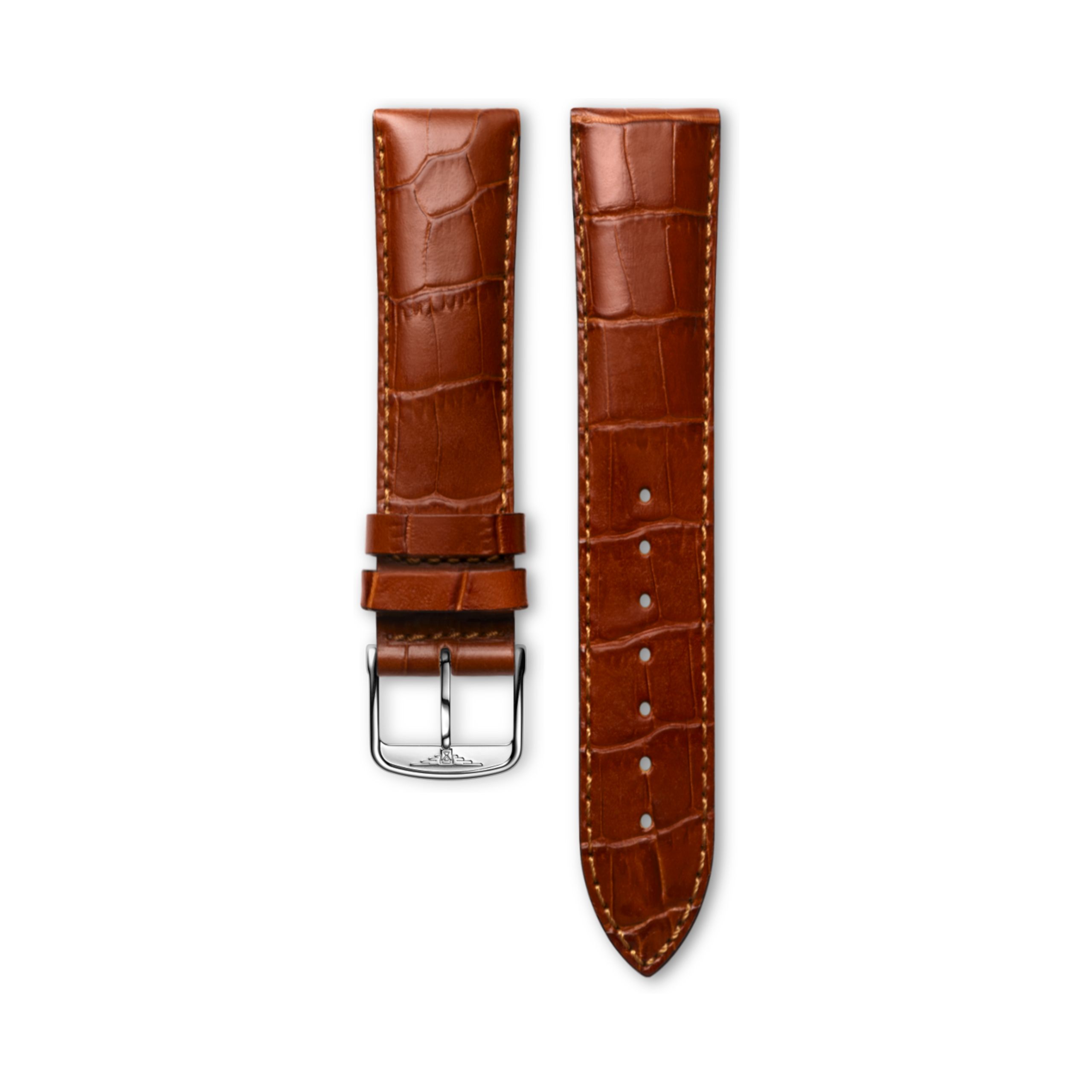 Longines Pasek w złotym odcieniu ze skóry cielęcej w półmacie - 21.00 - Skóra - L682110732 - Strap with buckle