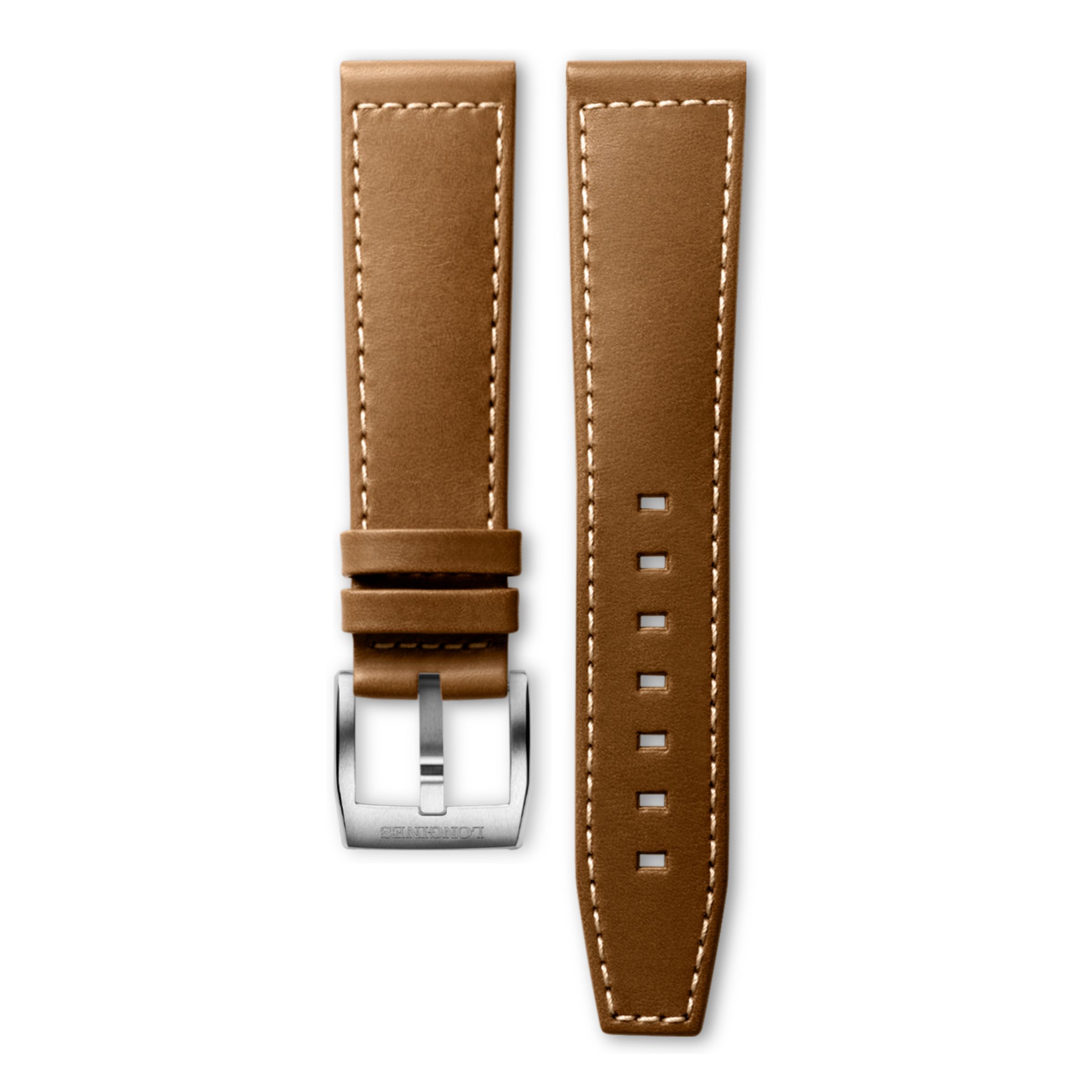 Longines Semi matt light brown calf leather strap Strap - L682159670 & L649159682