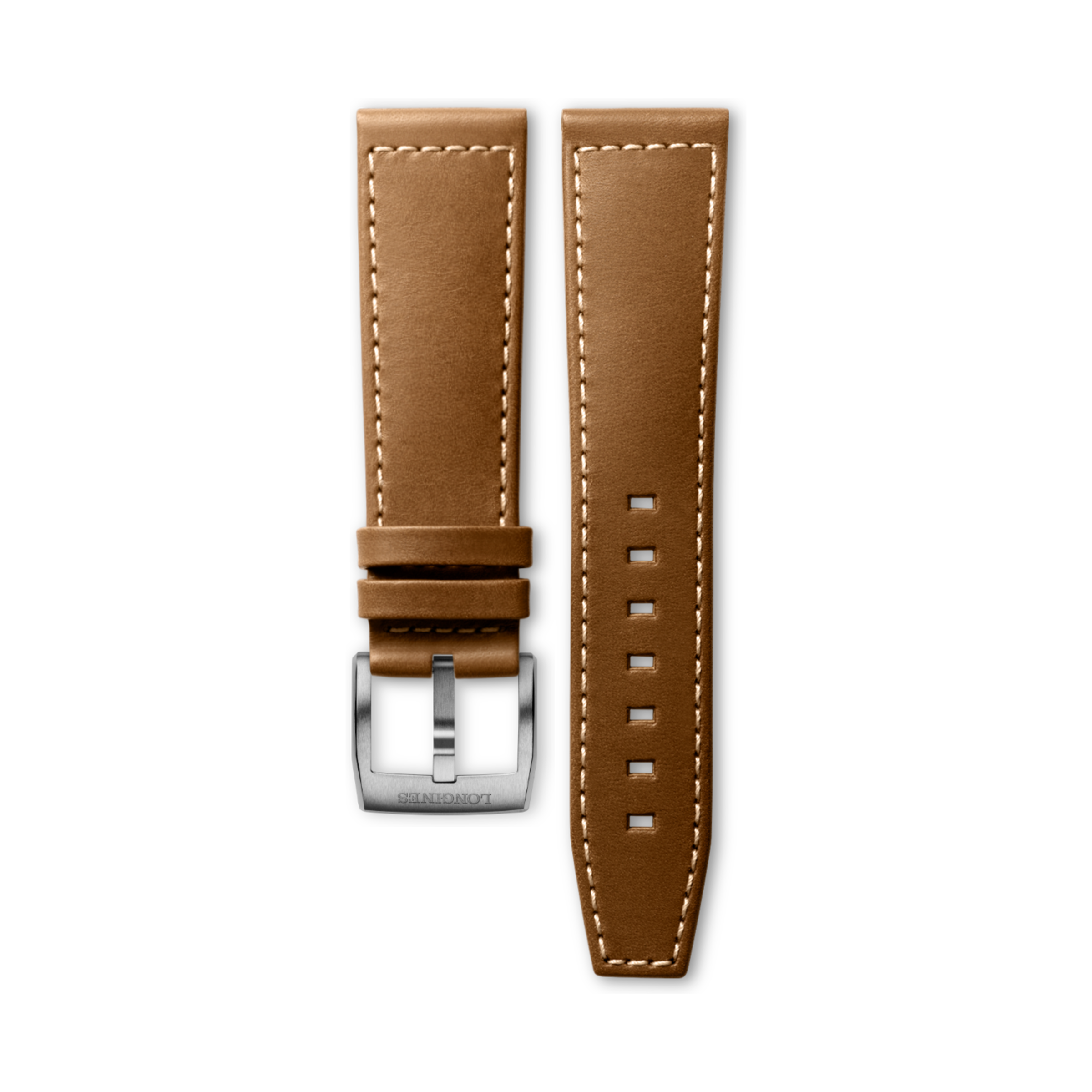 Longines Semi matt light brown calf leather strap Strap - L682159675 & L649160123