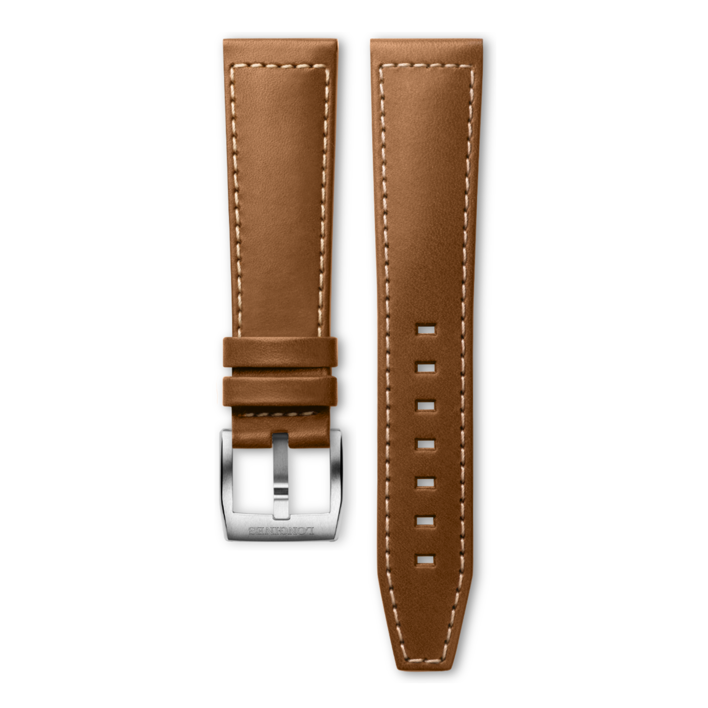 Semi matt light brown calf leather strap