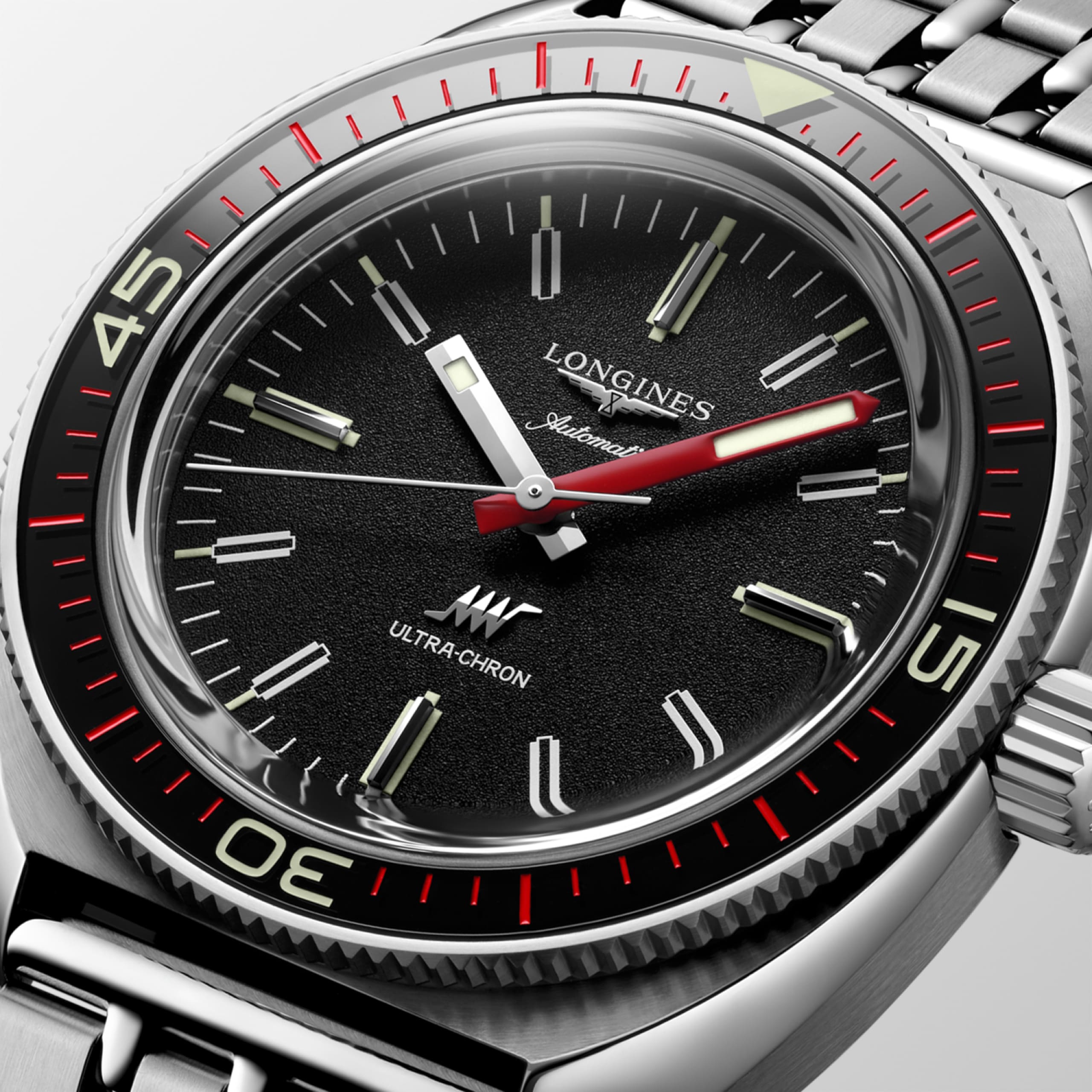 Longines ULTRA‑CHRON automático acero inoxidable y zafiro Watch - L2.836.4.52.6