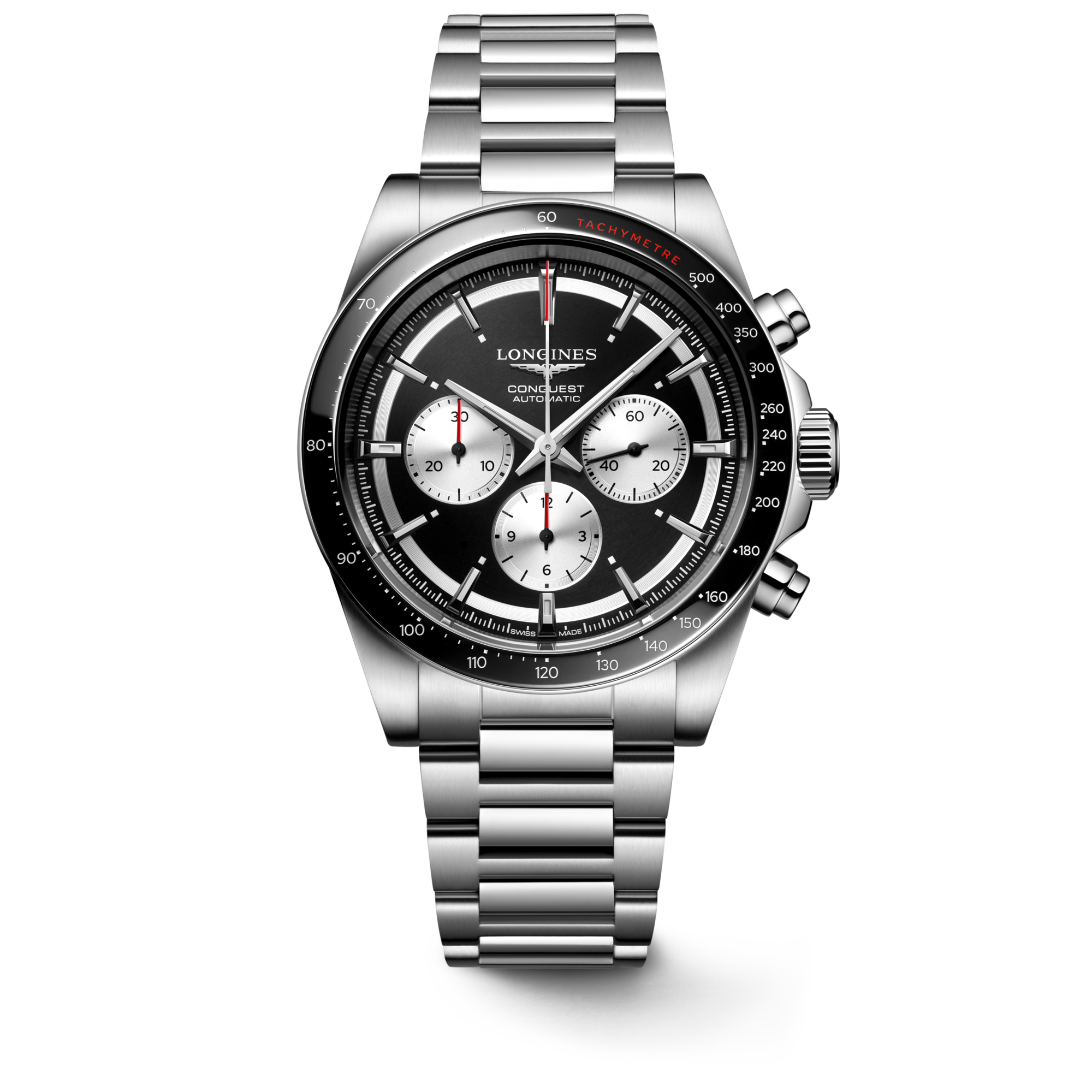 【美品】LONGINES ロンジン 自動巻きハイドロ コンクエスト クロノグラフ CONQUEST CHRONOGRAPH 自動巻、ステンレススティールとセラミック