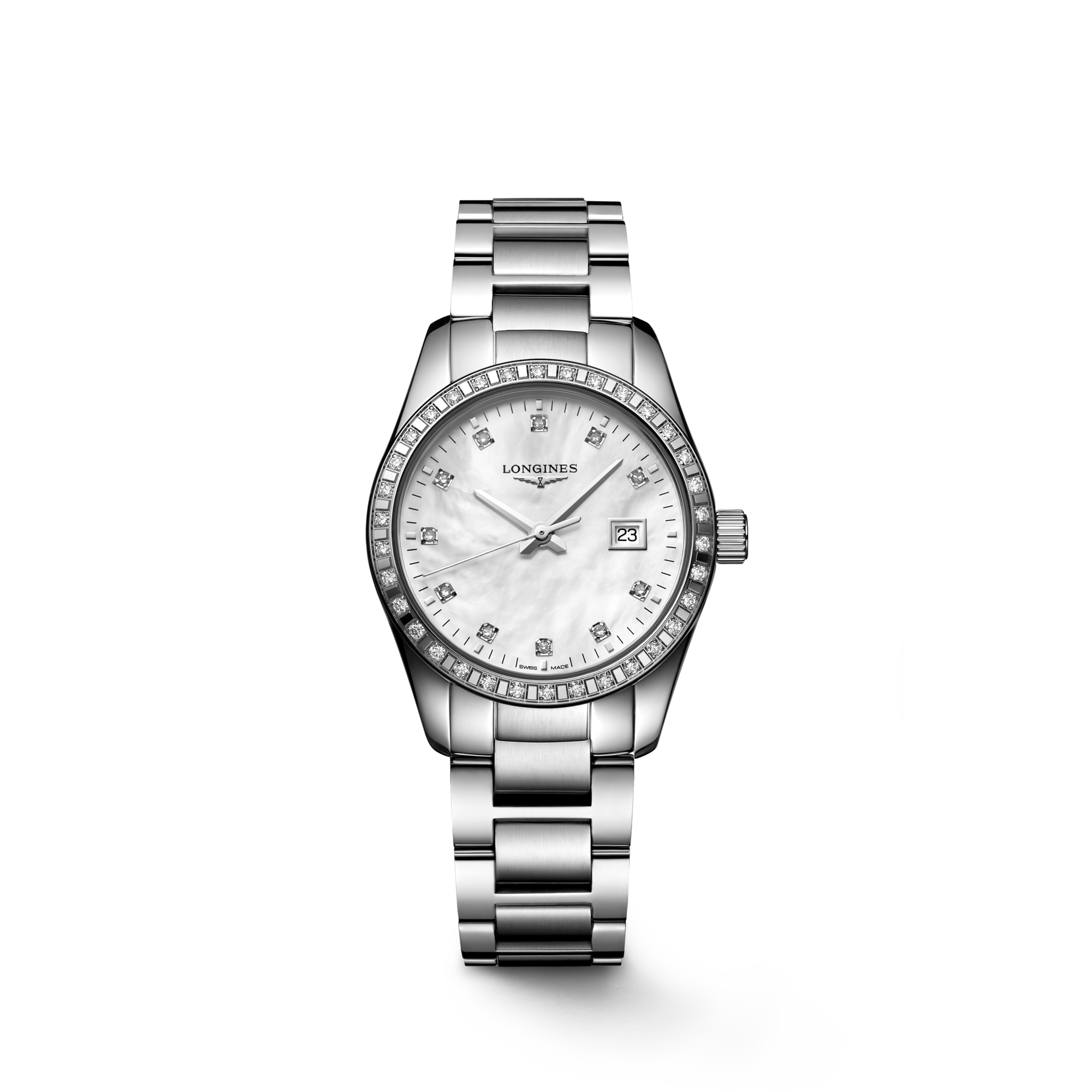 コンクエスト クラシック クォーツ、ステンレススティール、ホワイト