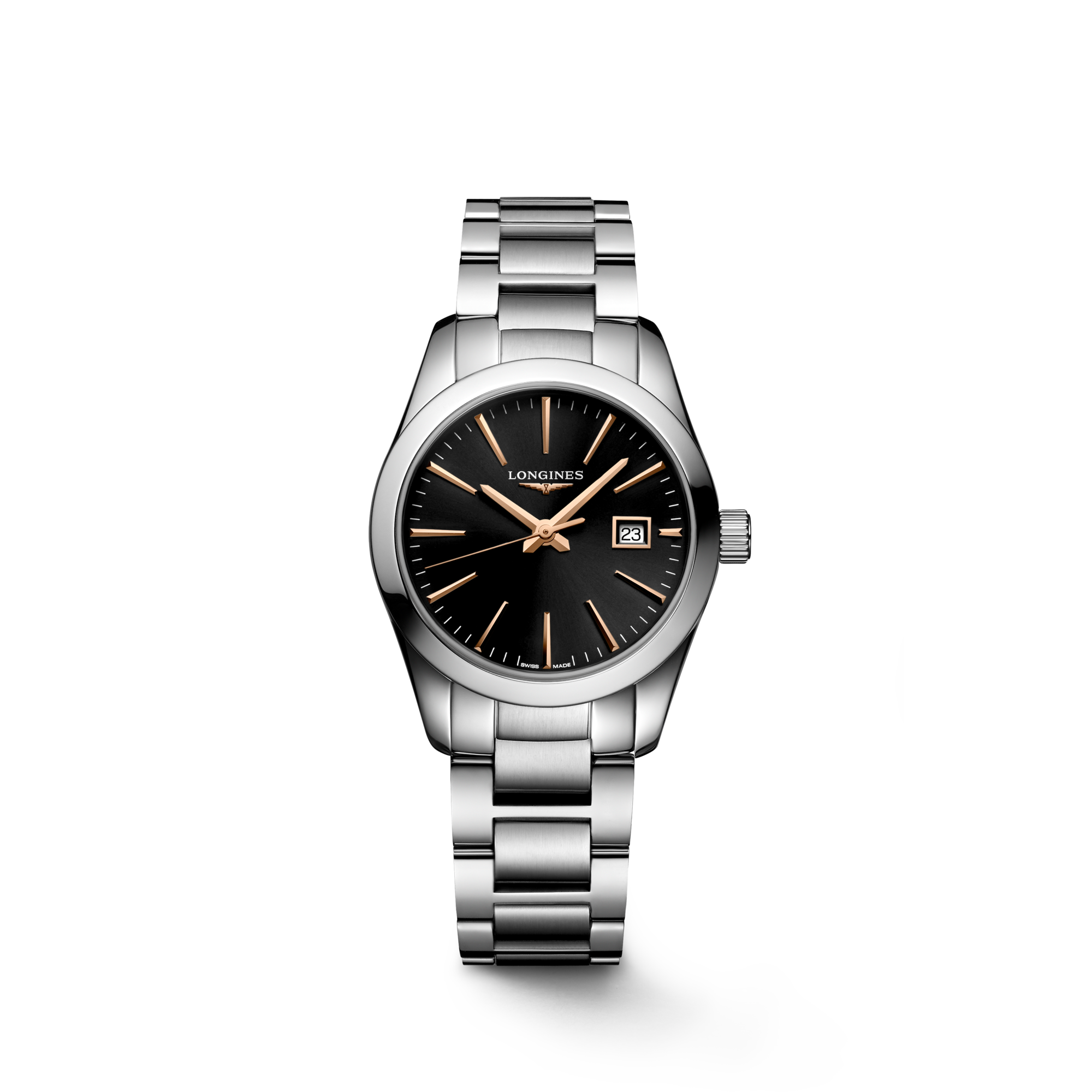 コンクエスト クラシック クォーツ、ステンレススティール、ブラック