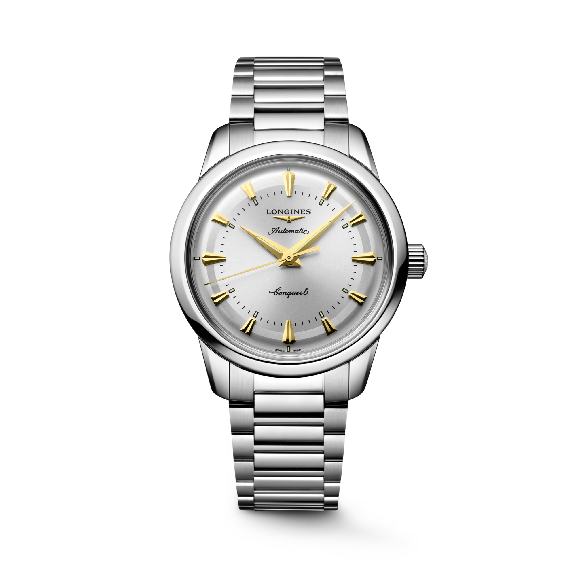 コンクエスト ヘリテージ 自動巻、ステンレススティール、シルバー
