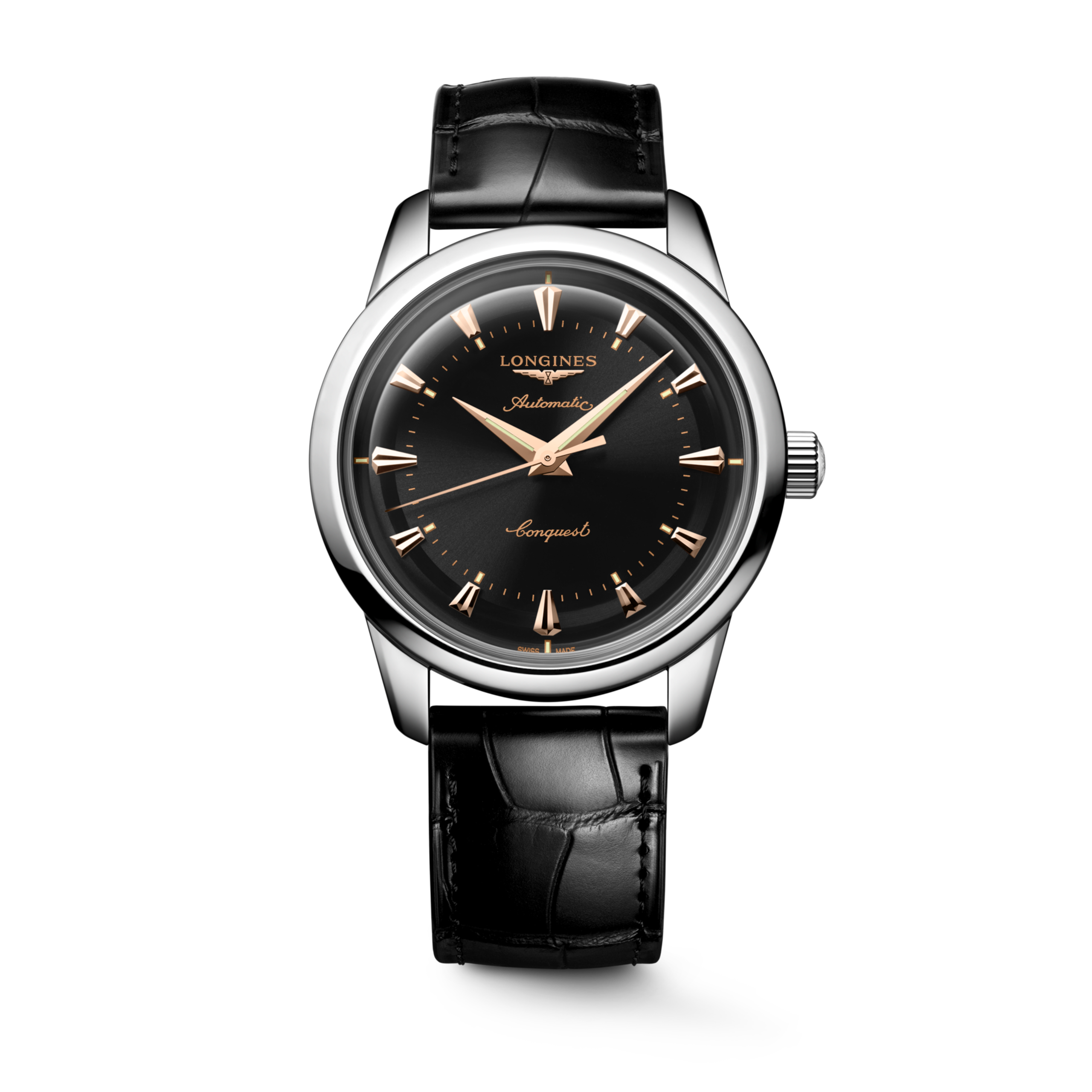 CONQUEST HERITAGE L1.650.4.52.0 Automatyczny, Stal szlachetna, Czarny, polerowana, lakierowana, Pasek Watch - Watch soldier