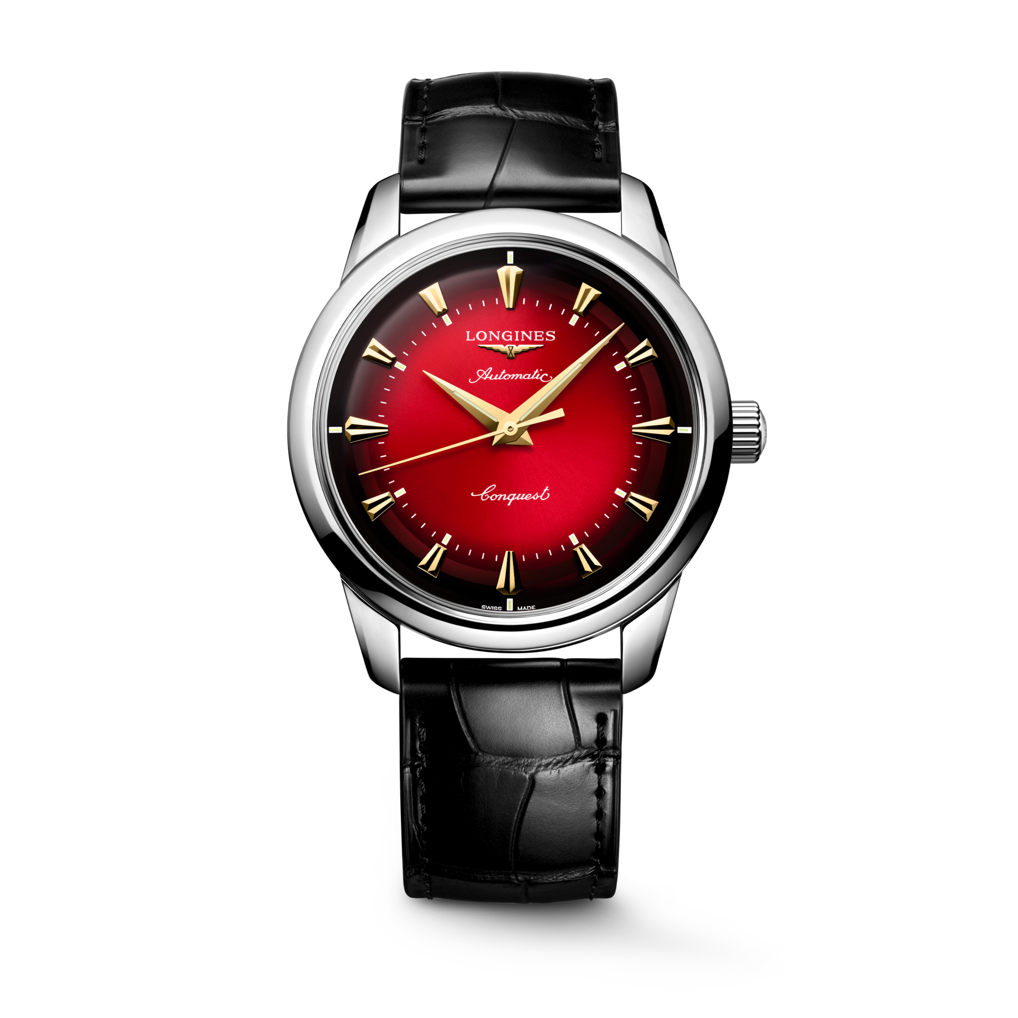CONQUEST HERITAGE YEAR OF THE SNAKE EDITION Automatic Stainless Steel Red Dial Strap Watch LONGINES MY