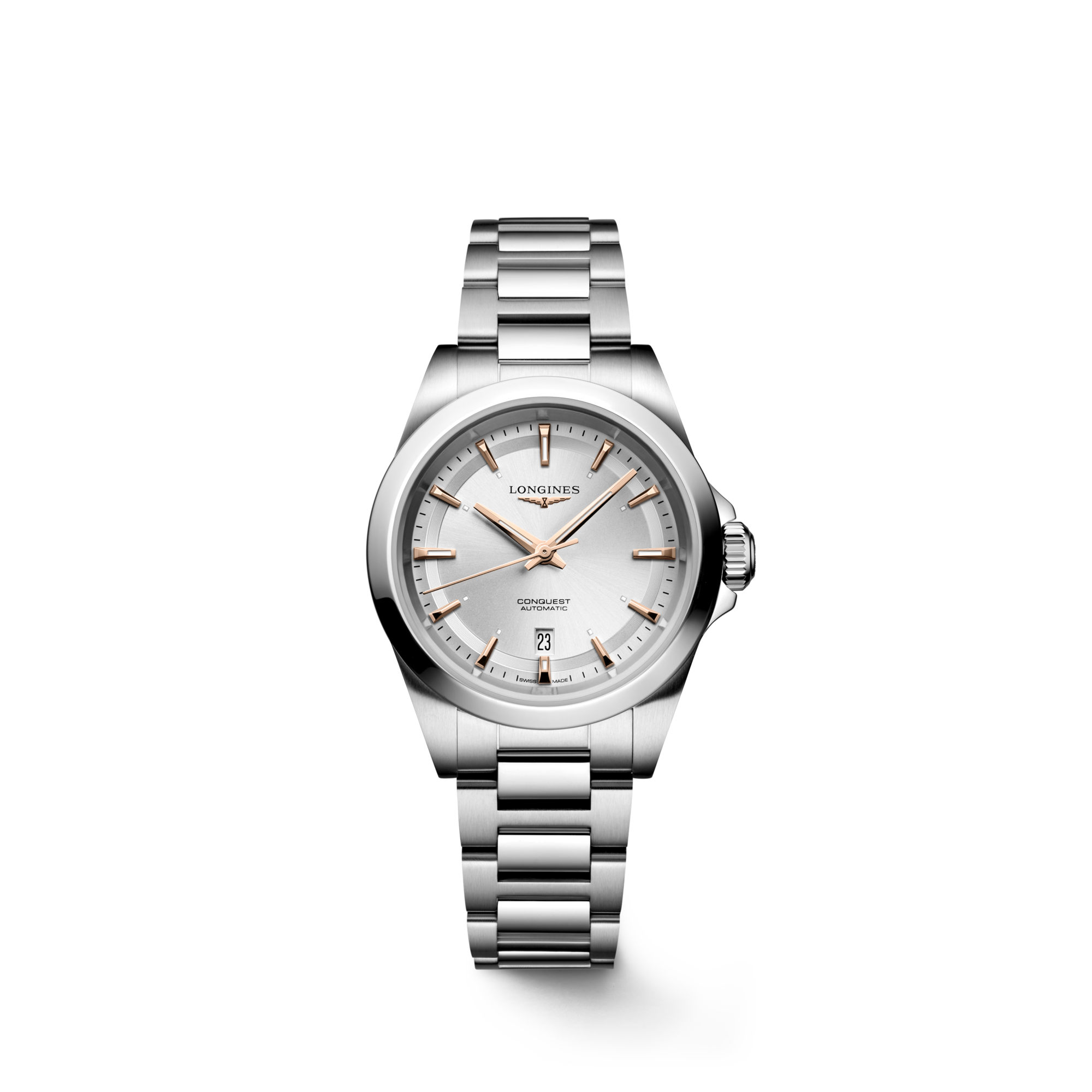 CONQUEST Automatic, Stainless Steel, Sunray Silver Dial, Bracelet
