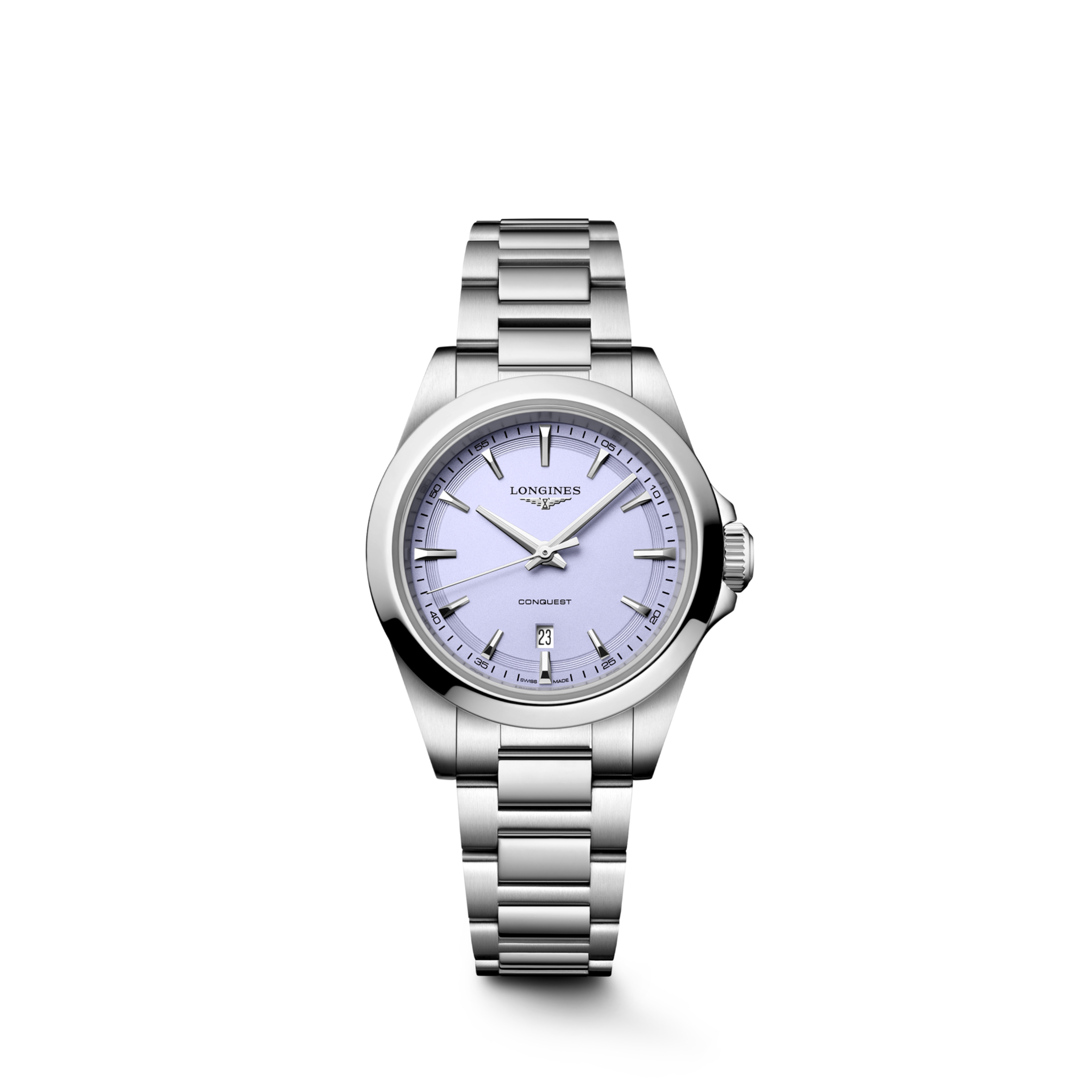康卡斯系列 L3.350.4.02.6 石英, 精鋼, 薰衣草紫色噴砂, 表鏈 Watch - 腕錶圖
