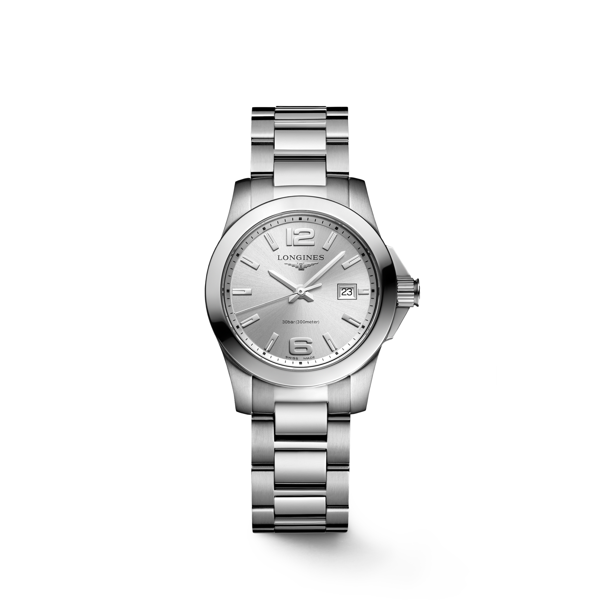 Conquest Quartz watch 29.5mm Sunray silver, L33764766