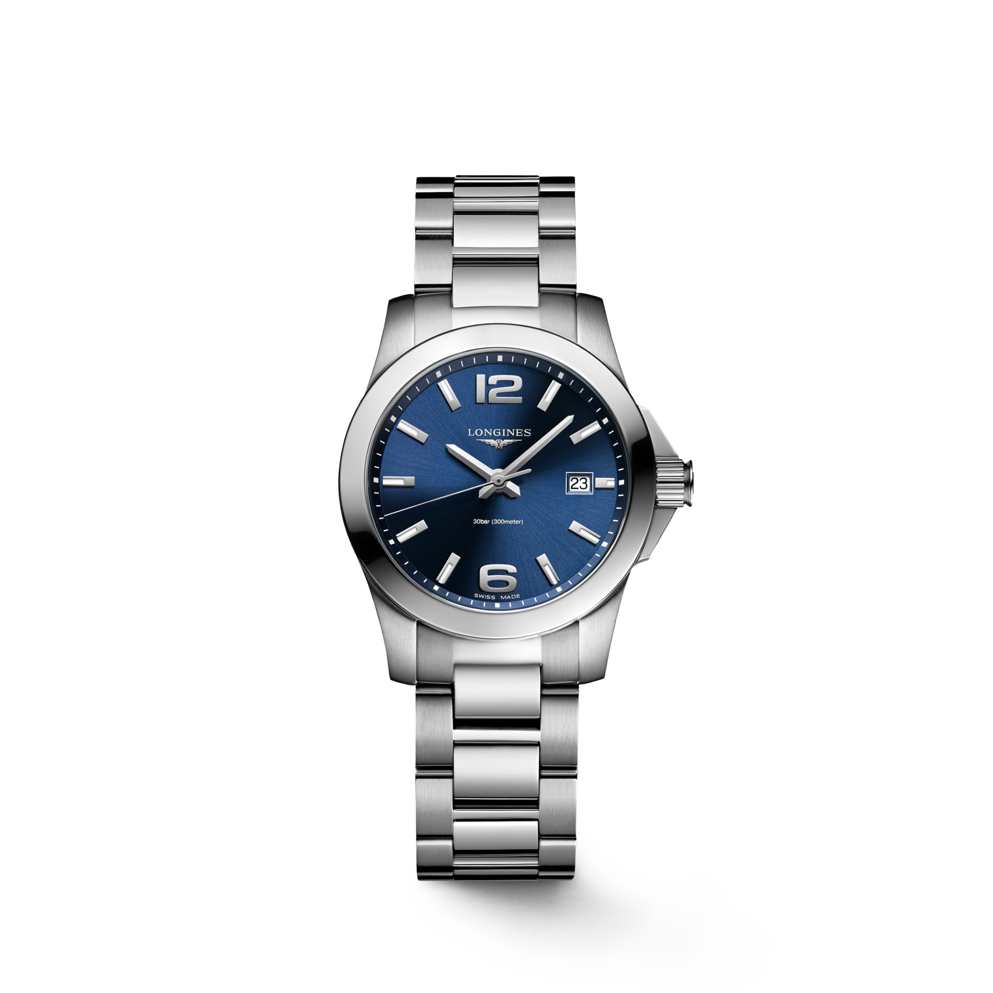 CONQUEST Quartz, Stainless Steel, Sunray Blue Dial, Bracelet Watch