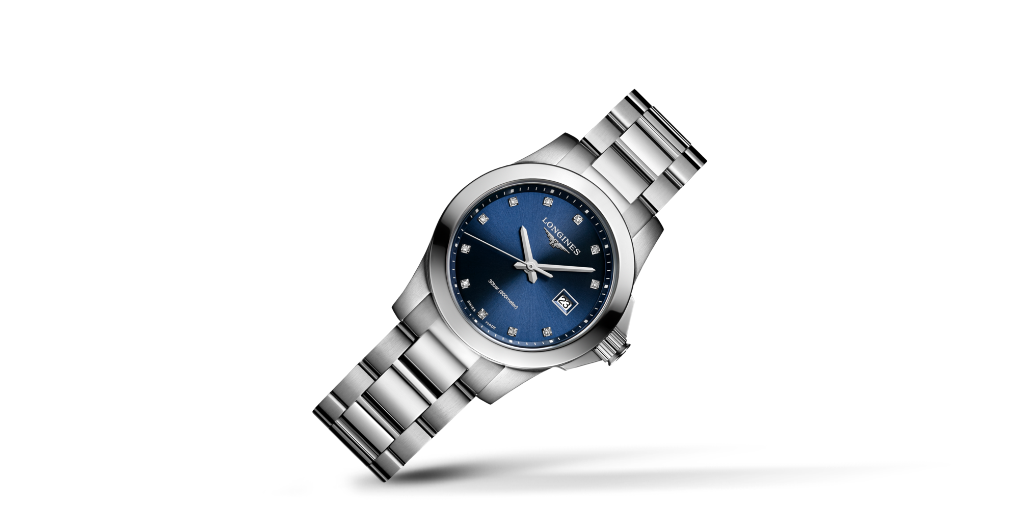 CONQUEST Quartz, Stainless Steel, Sunray Blue Dial, Bracelet Watch ...