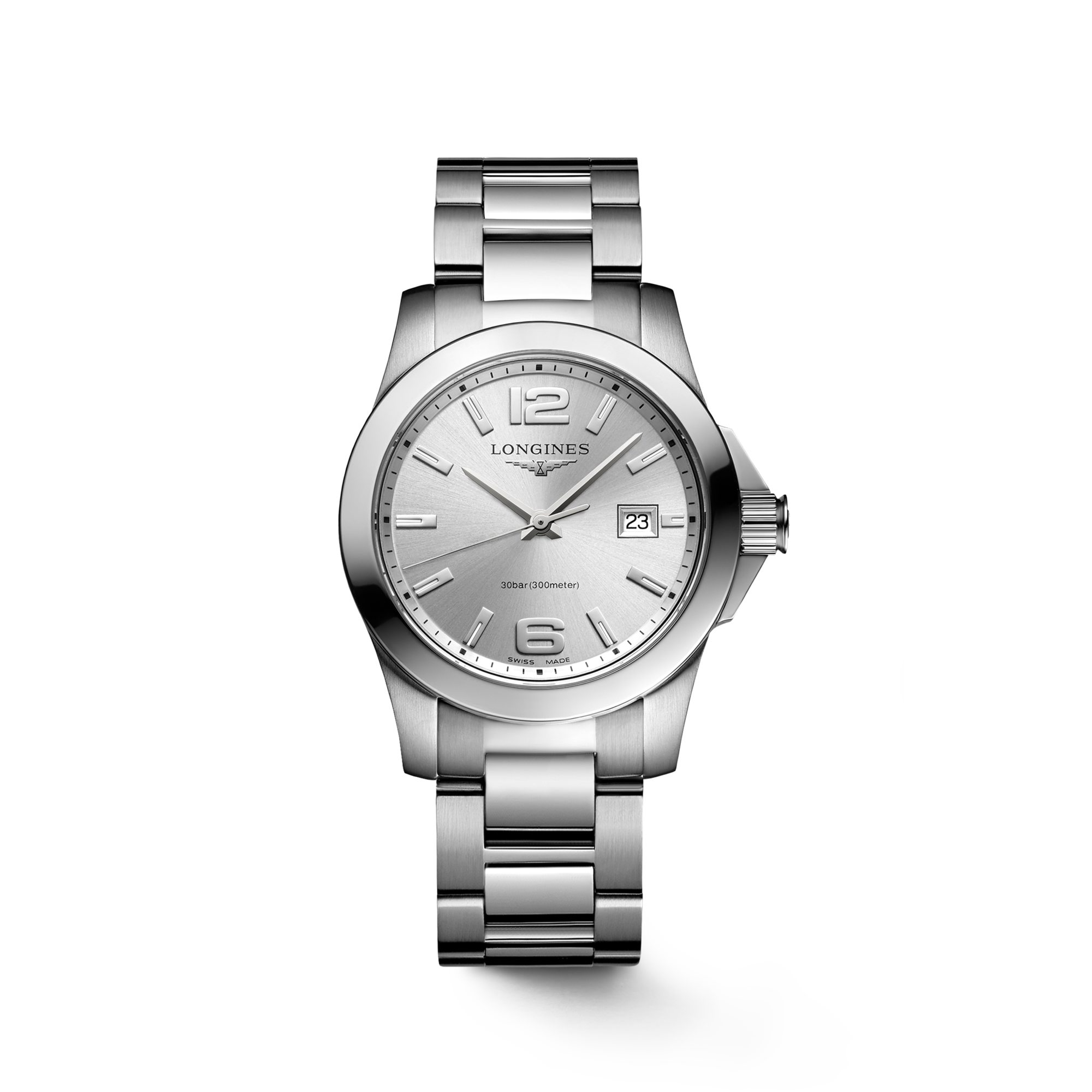 CONQUEST Quartz, Stainless Steel, Sunray Silver Dial, Bracelet
