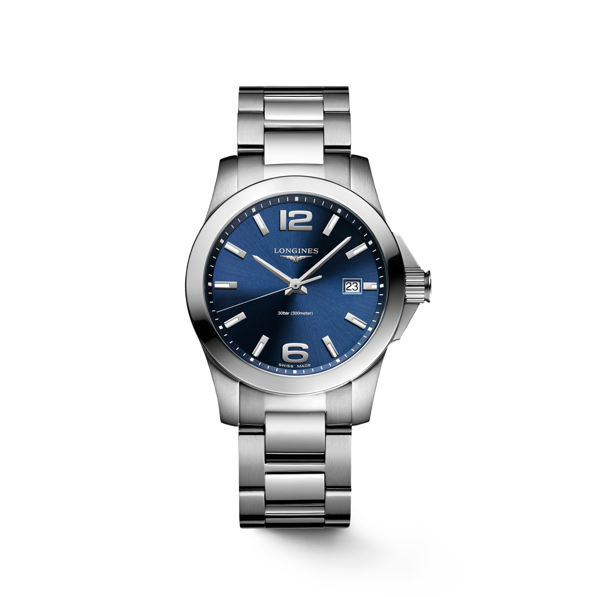 CONQUEST Quartz, Stainless Steel, Sunray Blue Dial, Bracelet Watch