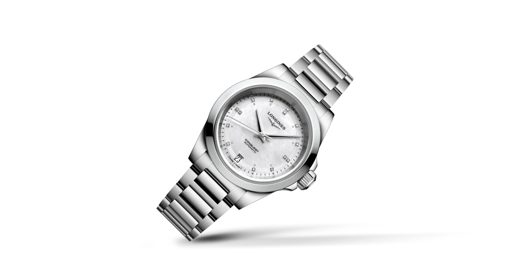 CONQUEST Automatic, Stainless Steel, White Mother-of-pearl Dial ...