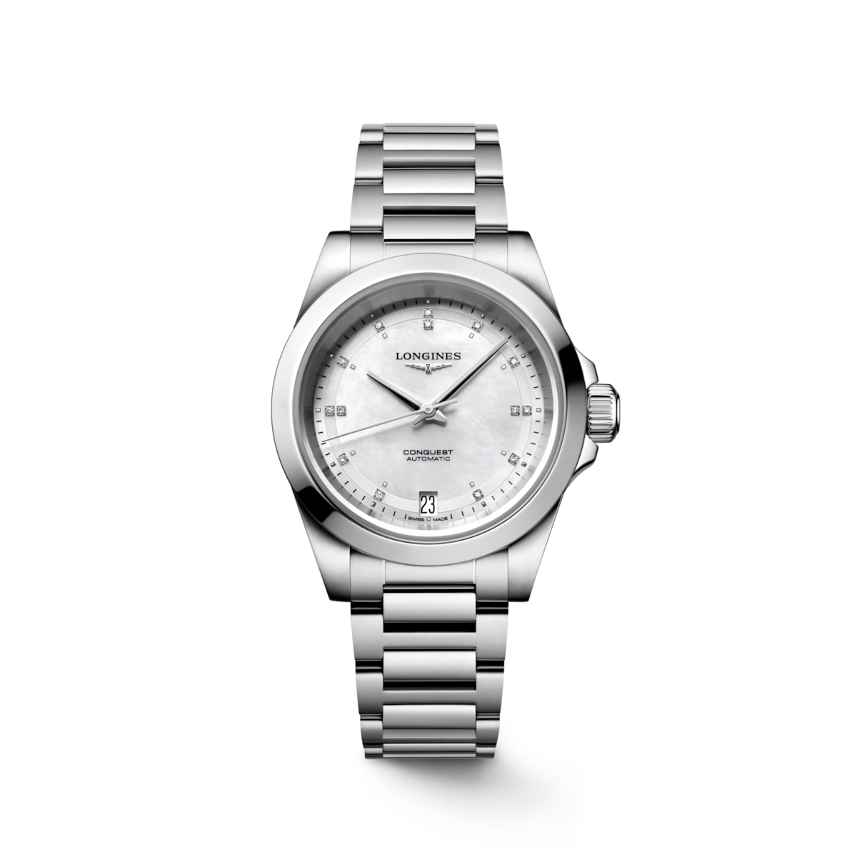 CONQUEST Automatic, Stainless Steel, White Mother-of-pearl Dial ...