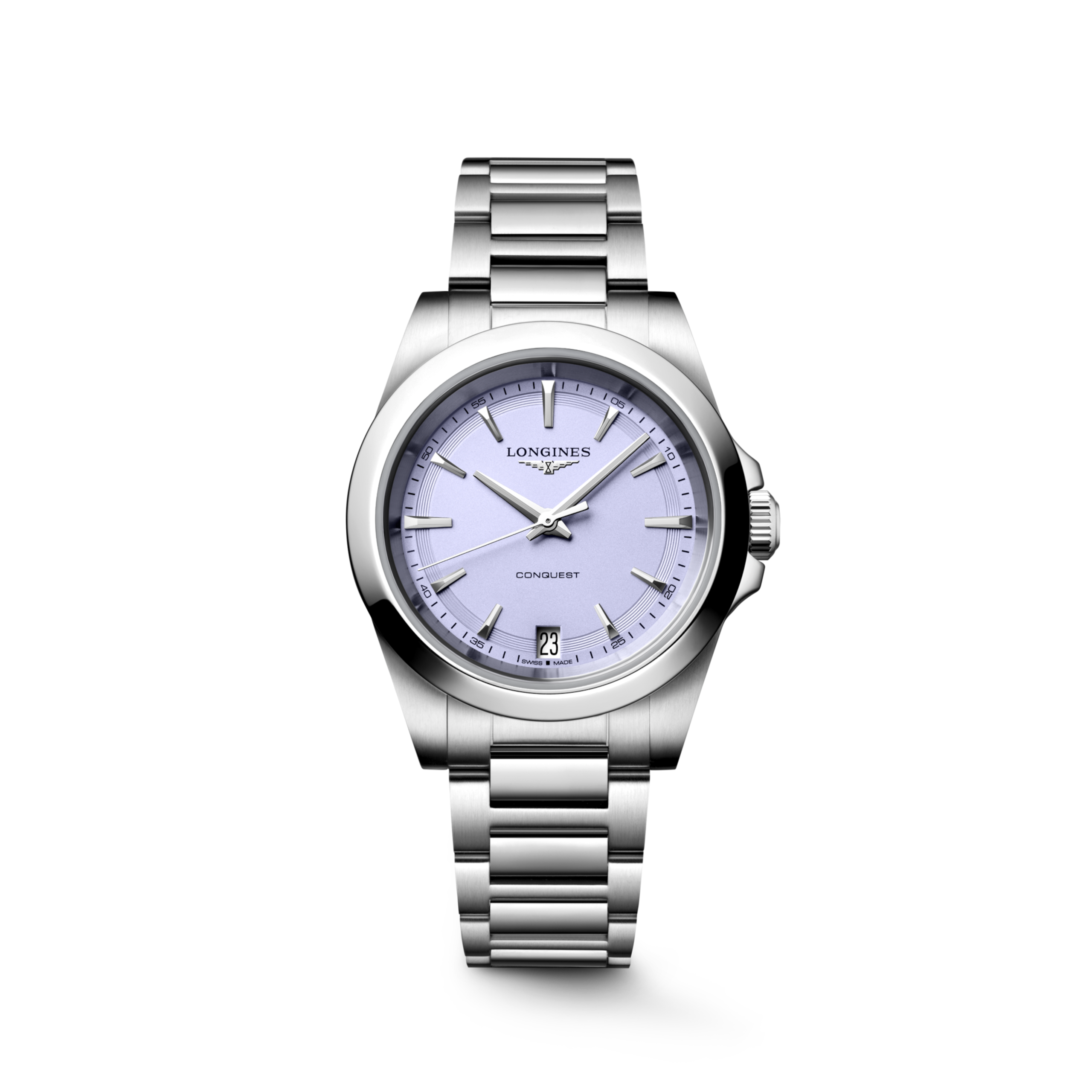 CONQUEST L3.460.4.02.6 Quartz, Stainless steel, Lavender mauve sandblasted, Bracelet Watch - Watch soldier