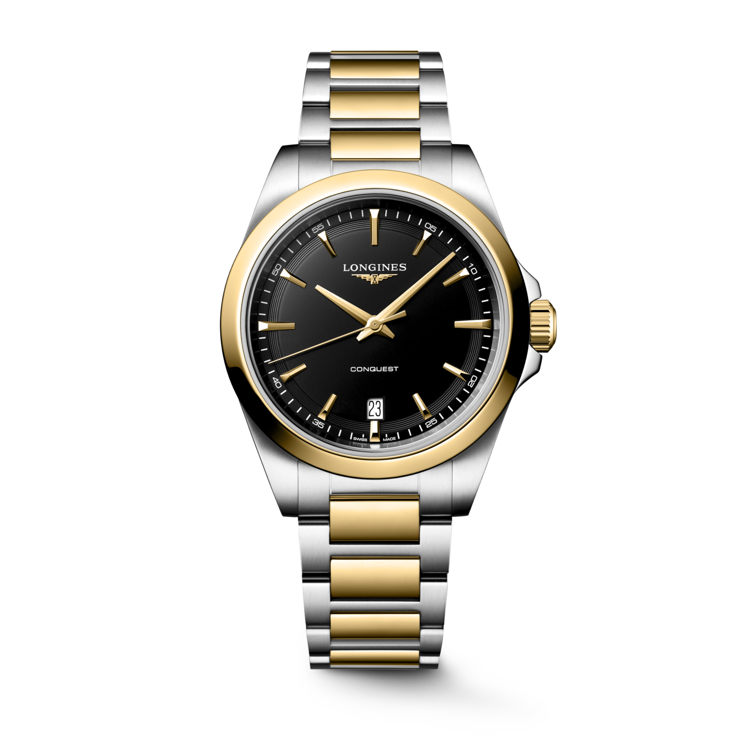CONQUEST L3.750.3.52.7 Quartz, Stainless steel and yellow PVD coating, Black sandblasted, Bracelet Watch - Watch soldier
