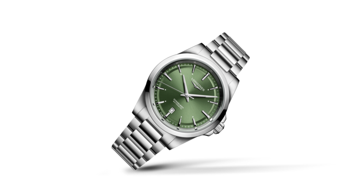 CONQUEST Automatic, Stainless Steel, Sunray Green Dial, Bracelet Watch ...