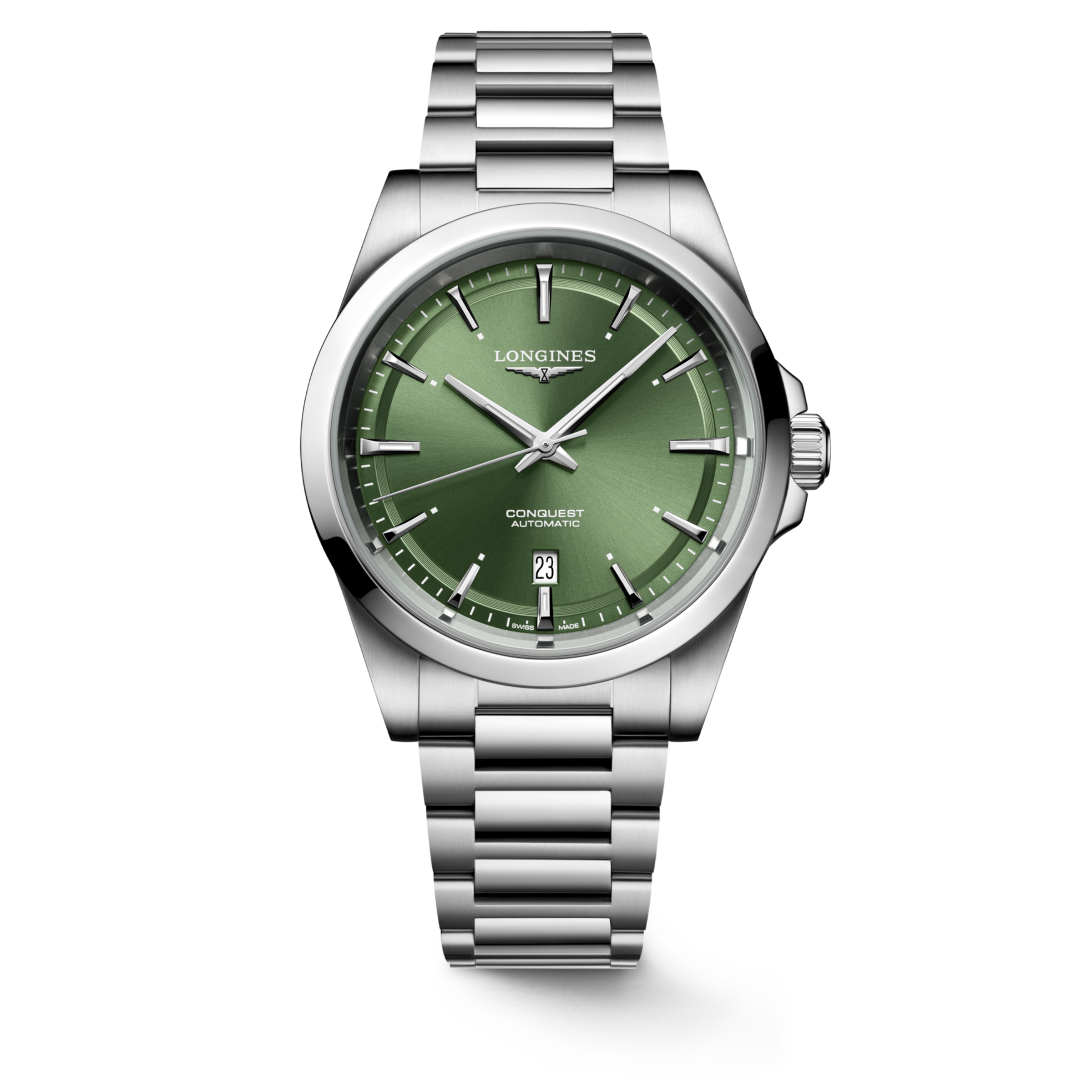 CONQUEST Automatic, Stainless Steel, Sunray Green Dial, Bracelet Watch | Longines® GB