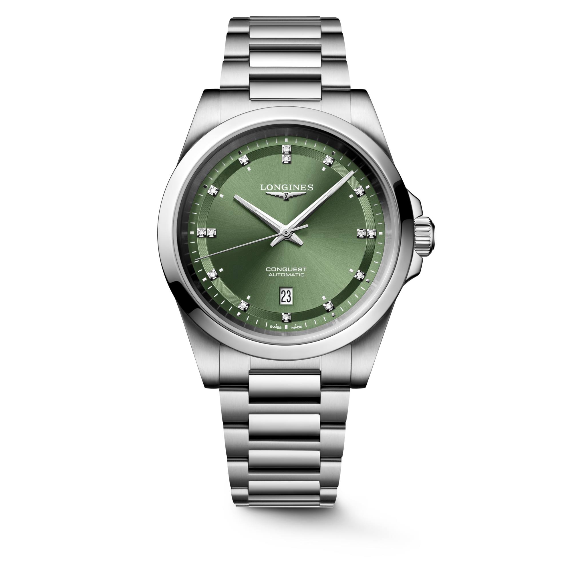 A101T076c●LONGINES ロンジン コンクエスト L3.676.4.58.6 自動巻 黒文字盤 ロンジンの人気コレクション「コンクエスト」から、デザインを一新した