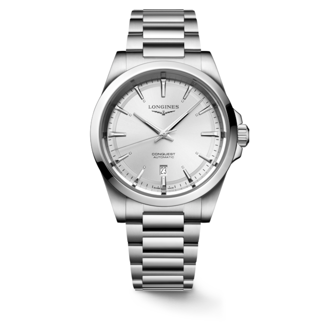 CONQUEST Automatic, Stainless Steel, Sunray Silver Dial, Bracelet Watch ...