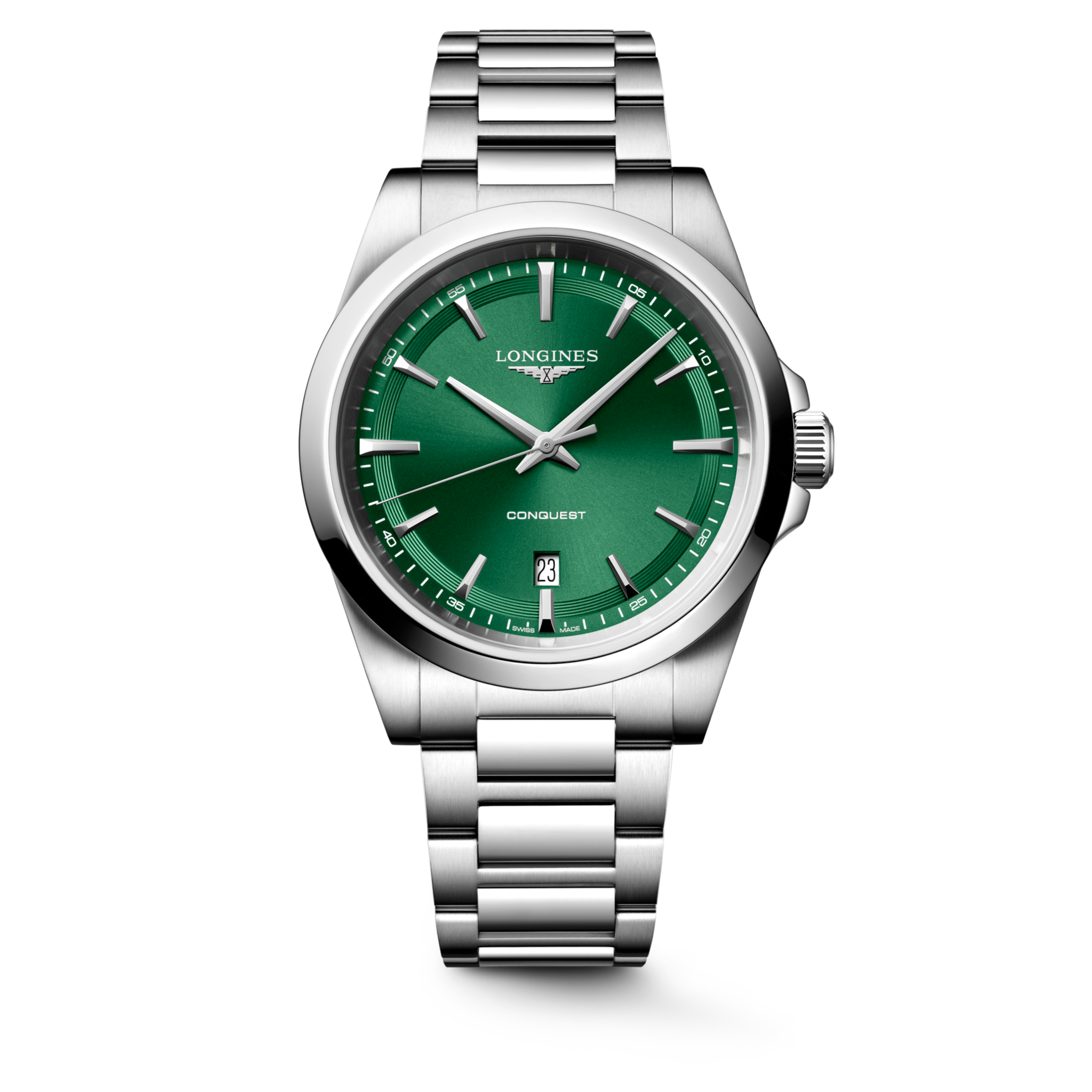 CONQUEST L3.860.4.09.6 Quartz, Stainless steel, Sunray green, Bracelet Watch - Watch soldier