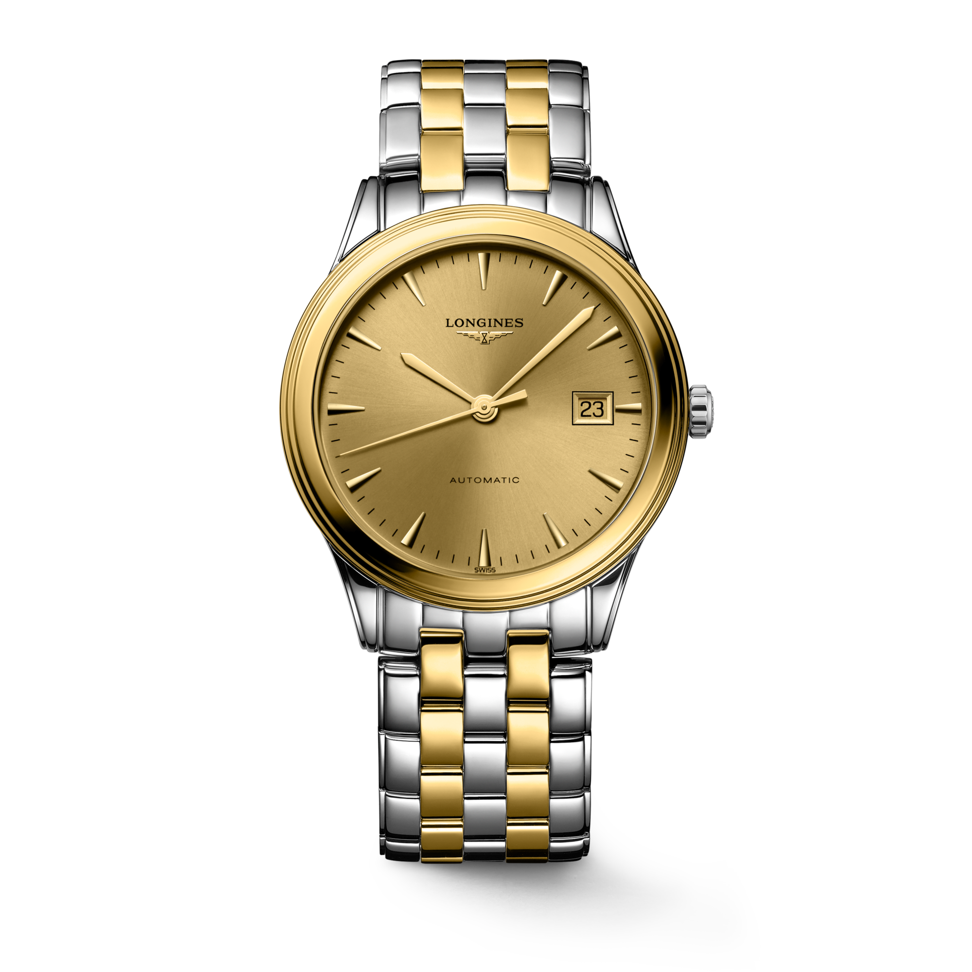 LONGINES フラッグシップ 自動巻き時計 26mm フラッグシップ クラシック 自動巻、ステンレススティール＆イエロー