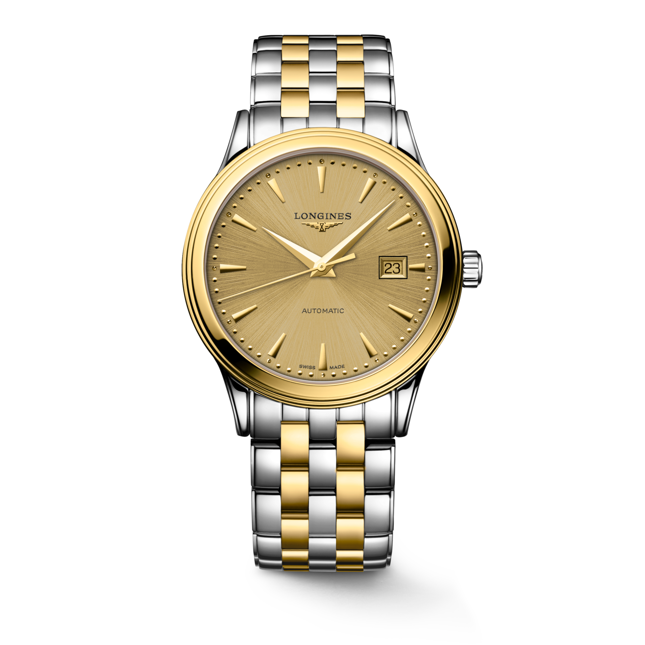 FLAGSHIP CLASSIC L4.984.3.30.7 Automatique, Acier et PVD jaune, Doré, Bracelet Watch - Vue frontale de la montre
