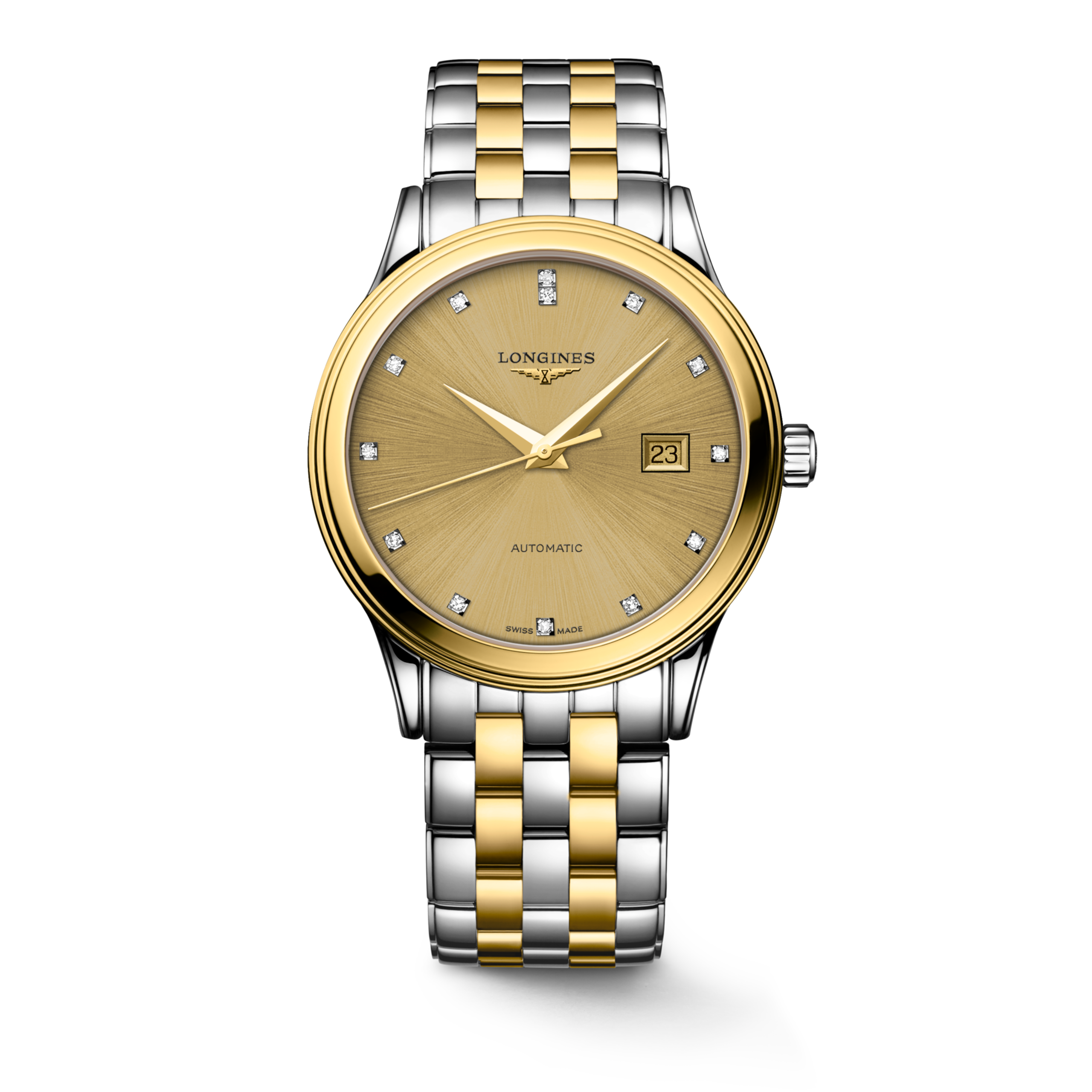 FLAGSHIP CLASSIC L4.984.3.38.7 Automatique, Acier et PVD jaune, Doré, Bracelet Watch - Vue frontale de la montre