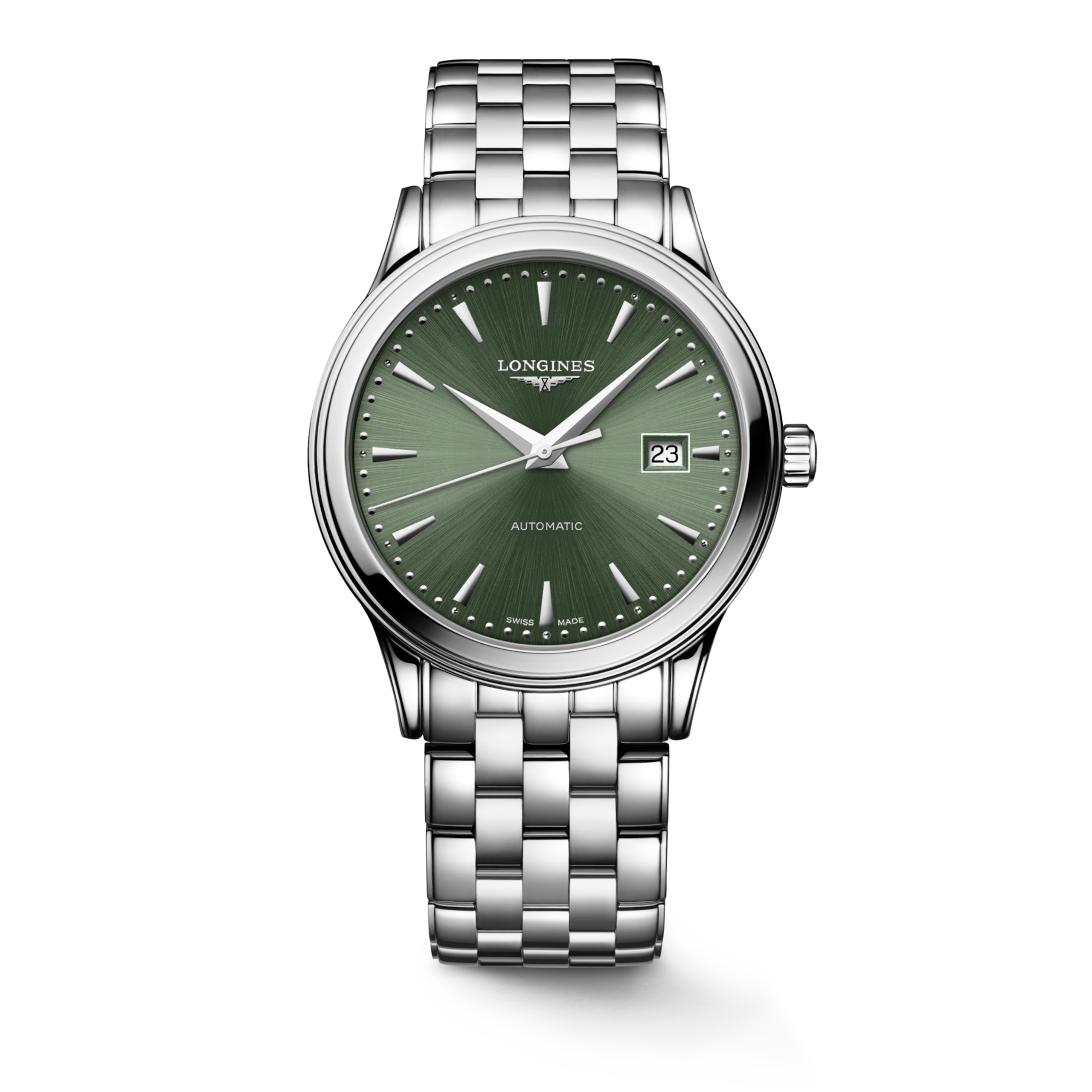 FLAGSHIP CLASSIC L4.984.4.02.6 Automatico, Acciaio inossidabile, Sunray green, Bracciale Watch - Orologio militare