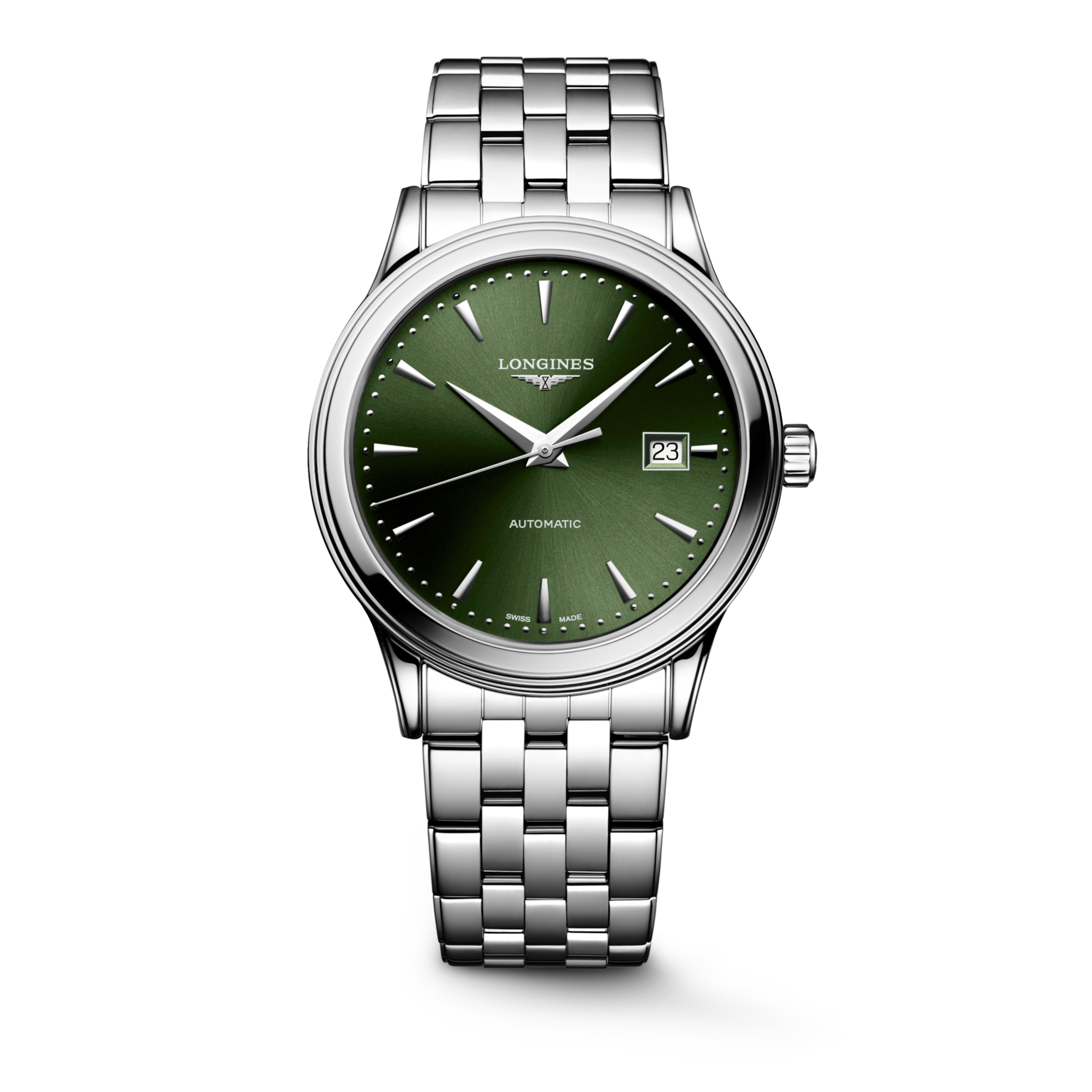 FLAGSHIP CLASSIC L4.984.4.02.6 Automatique, Acier, Vert soleillé, Bracelet Watch - Vue frontale de la montre