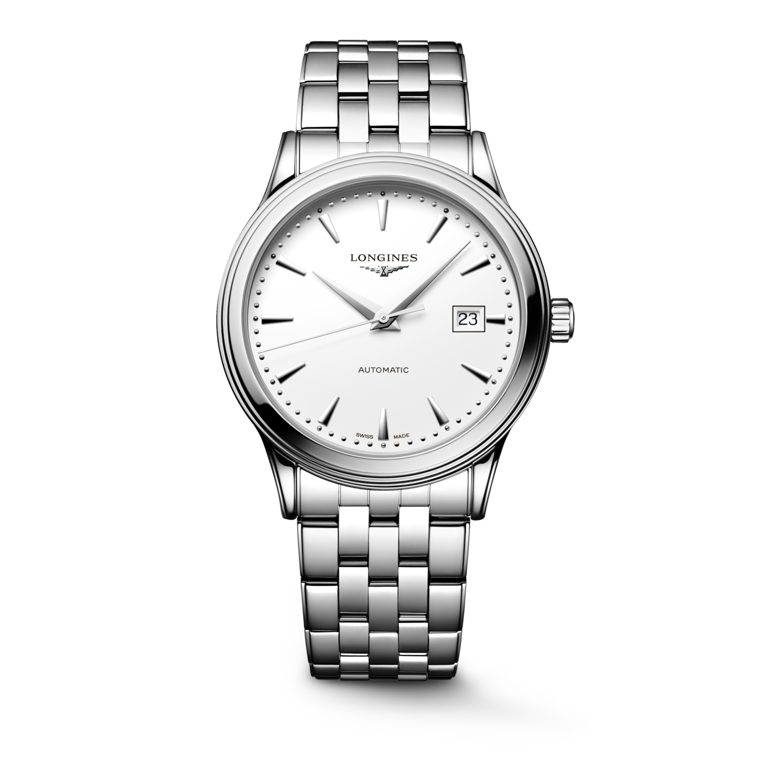 FLAGSHIP CLASSIC L4.984.4.18.6 Automatic, Stainless steel, White matt, Bracelet Watch - Watch soldier
