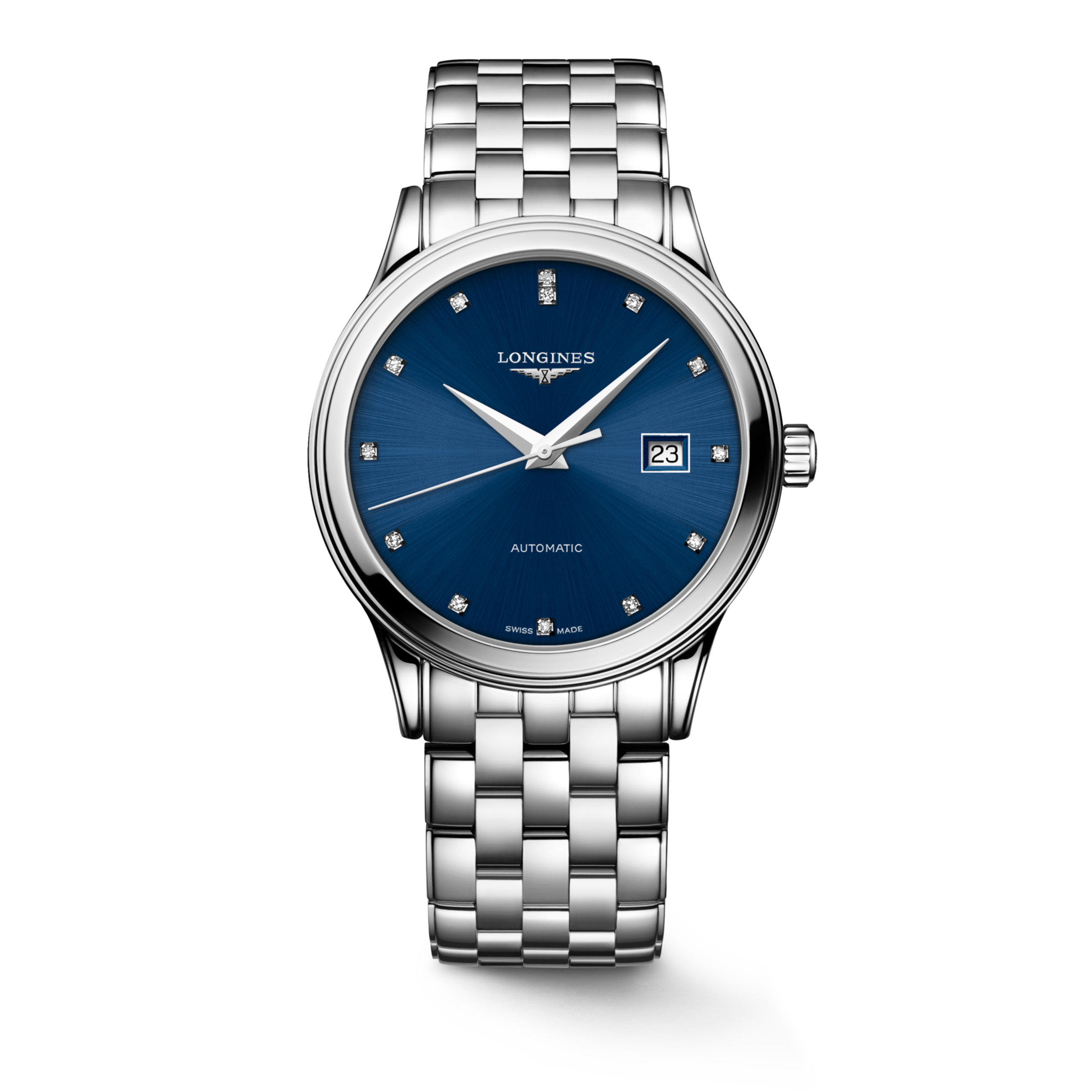 FLAGSHIP CLASSIC L4.984.4.97.6 Automatico, Acciaio inossidabile, Blu a raggi di sole, Bracciale Watch - Orologio militare