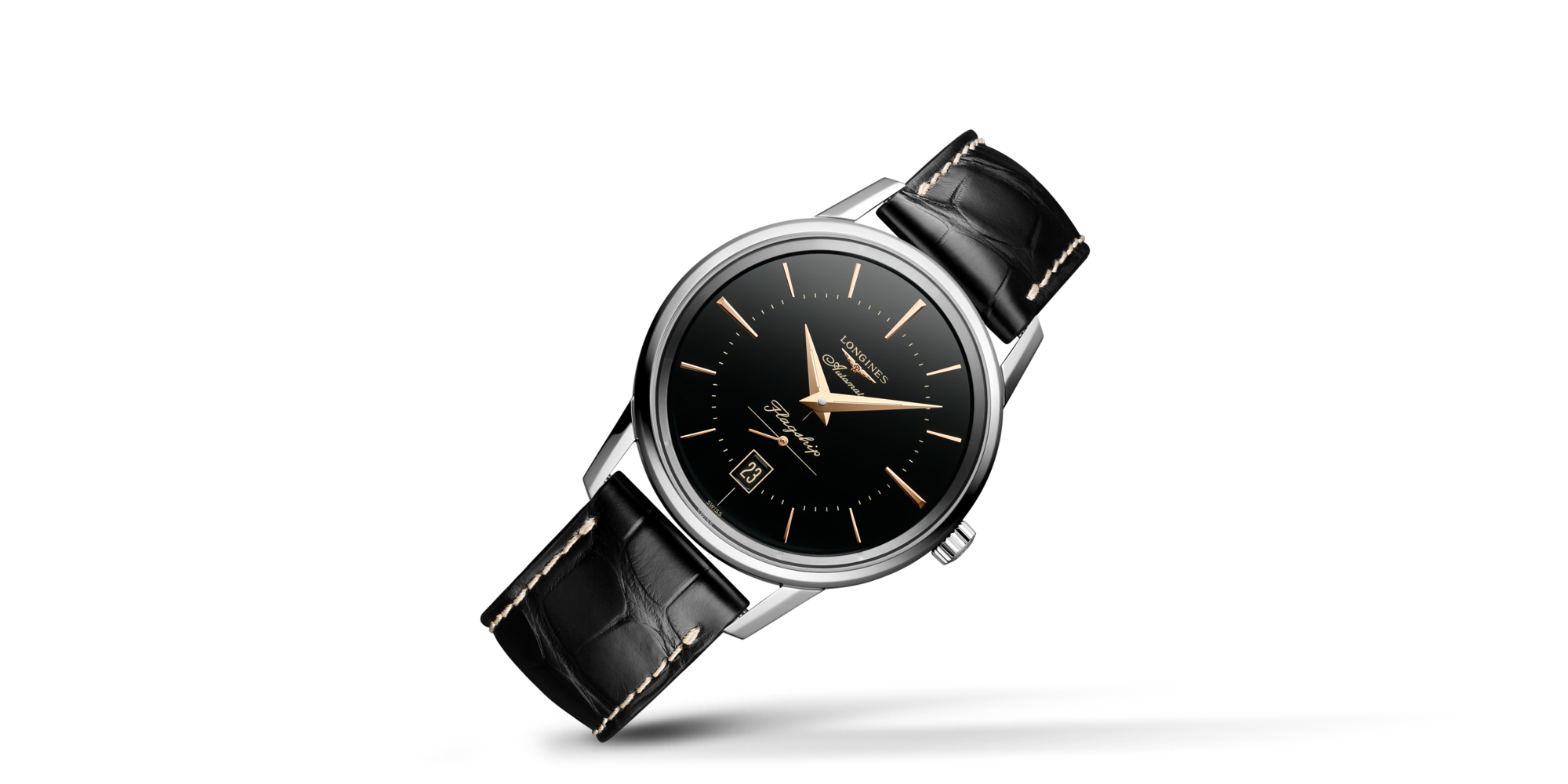 FLAGSHIP HERITAGE Automatic, Stainless Steel, Black Dial, Strap Watch ...