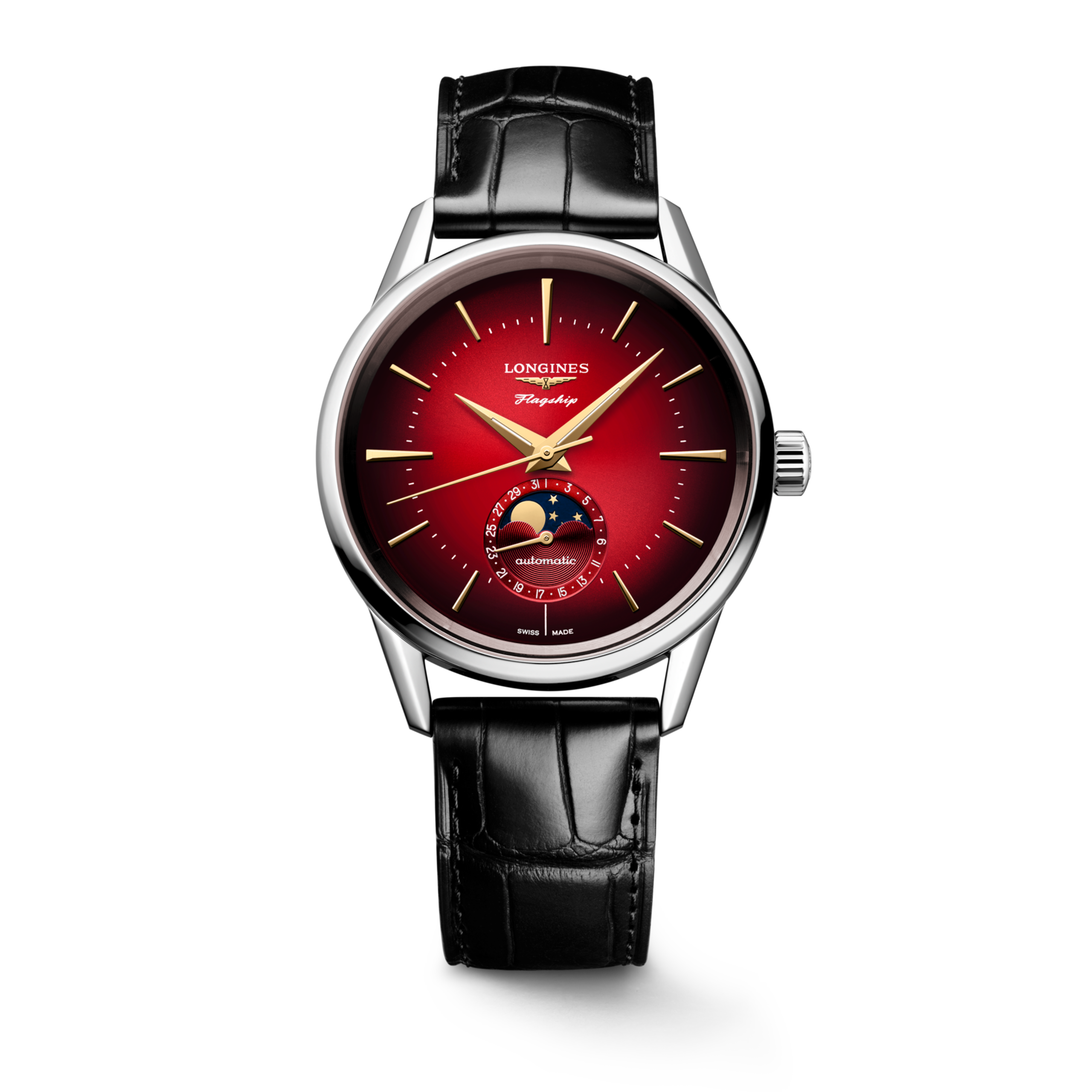 Longines FLAGSHIP HERITAGE MOONPHASE 自動上鏈機械機芯 精鋼 Watch - L4.815.4.09.2