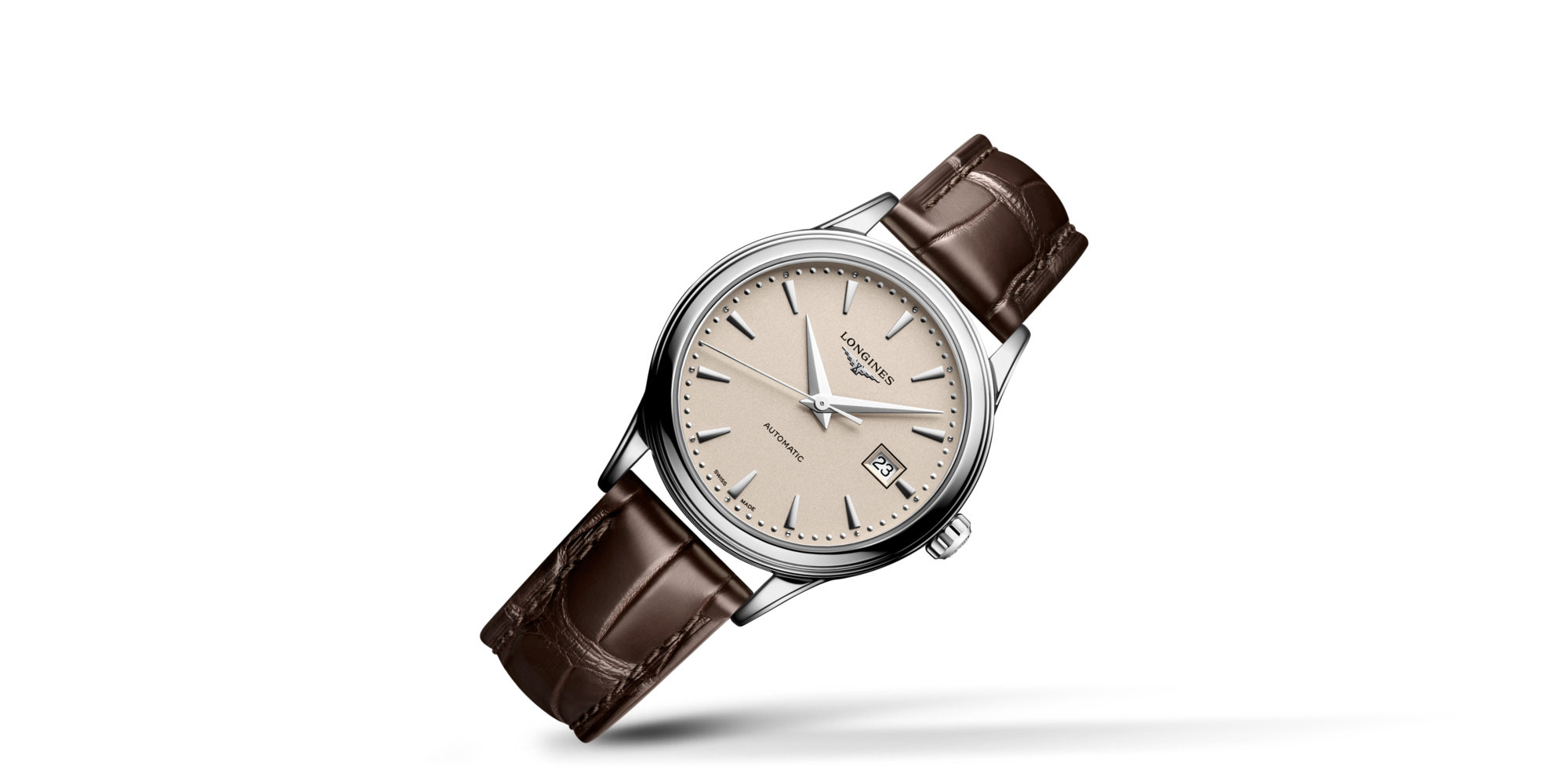 FLAGSHIP Automatic, Stainless Steel, Beige Dial, Strap Watch | Longines® US
