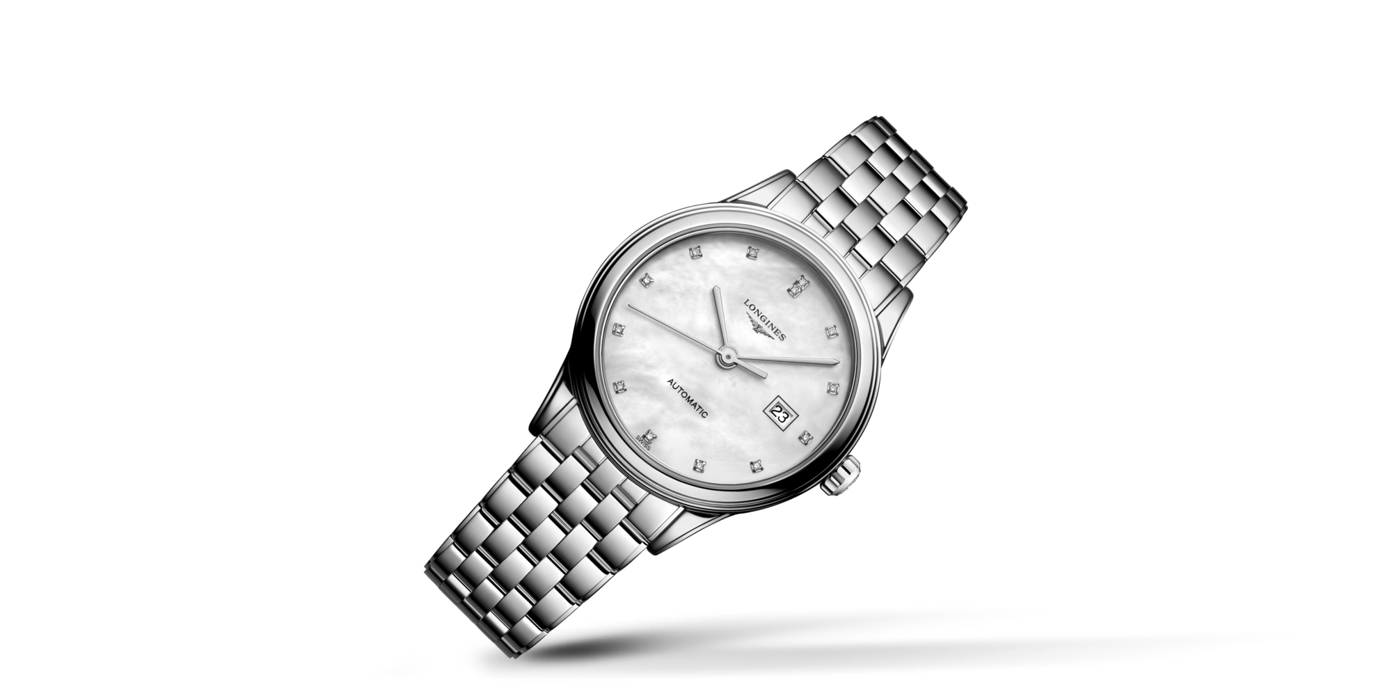 FLAGSHIP Automatic, Stainless Steel, White Mother-of-pearl Dial ...