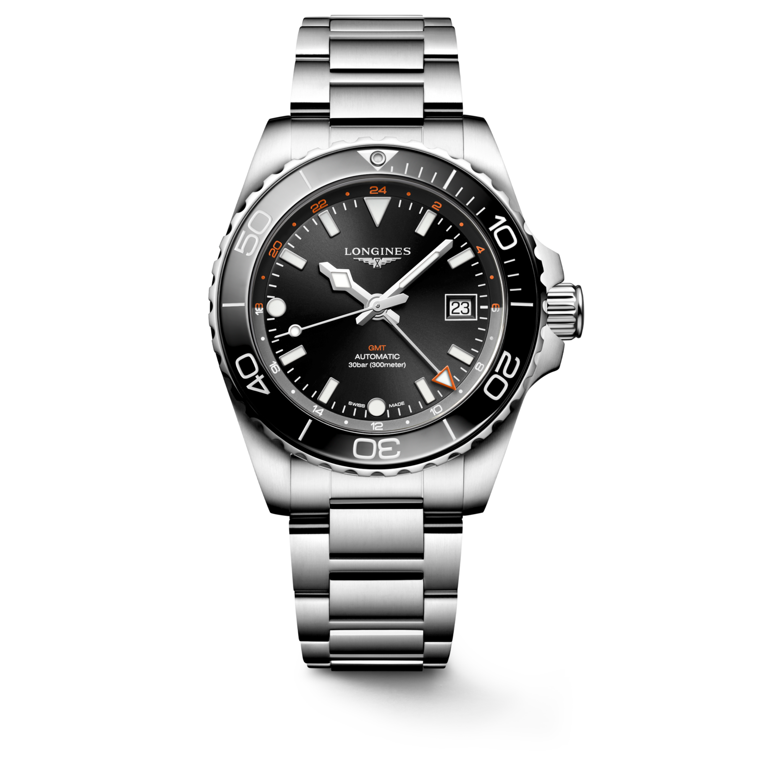 Longines HYDROCONQUEST GMT Automatic Stainless steel and ceramic bezel Watch - L3.790.4.56.6