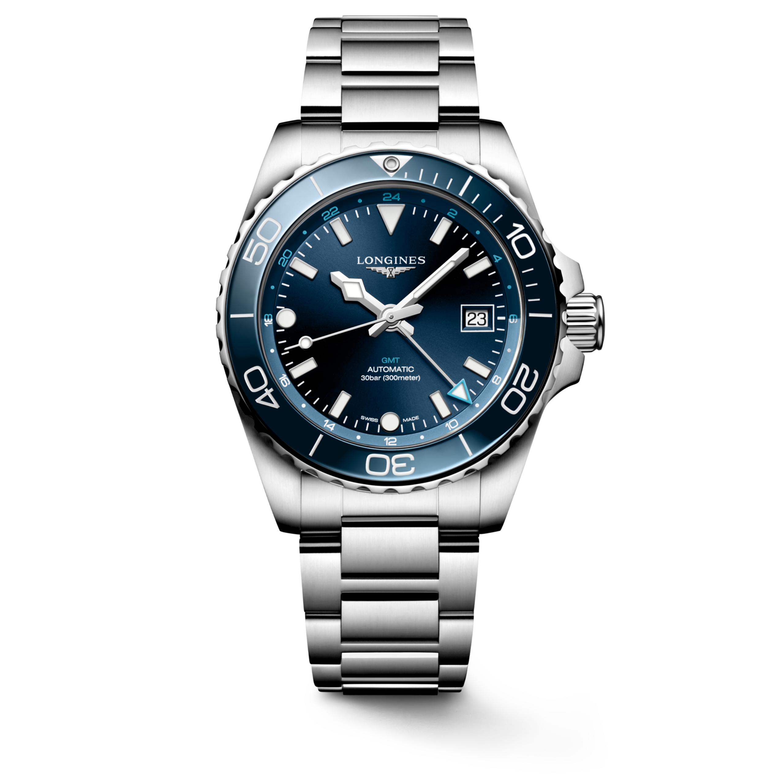 Longines HYDROCONQUEST GMT Automatic Stainless steel and ceramic bezel Watch - L3.790.4.96.6