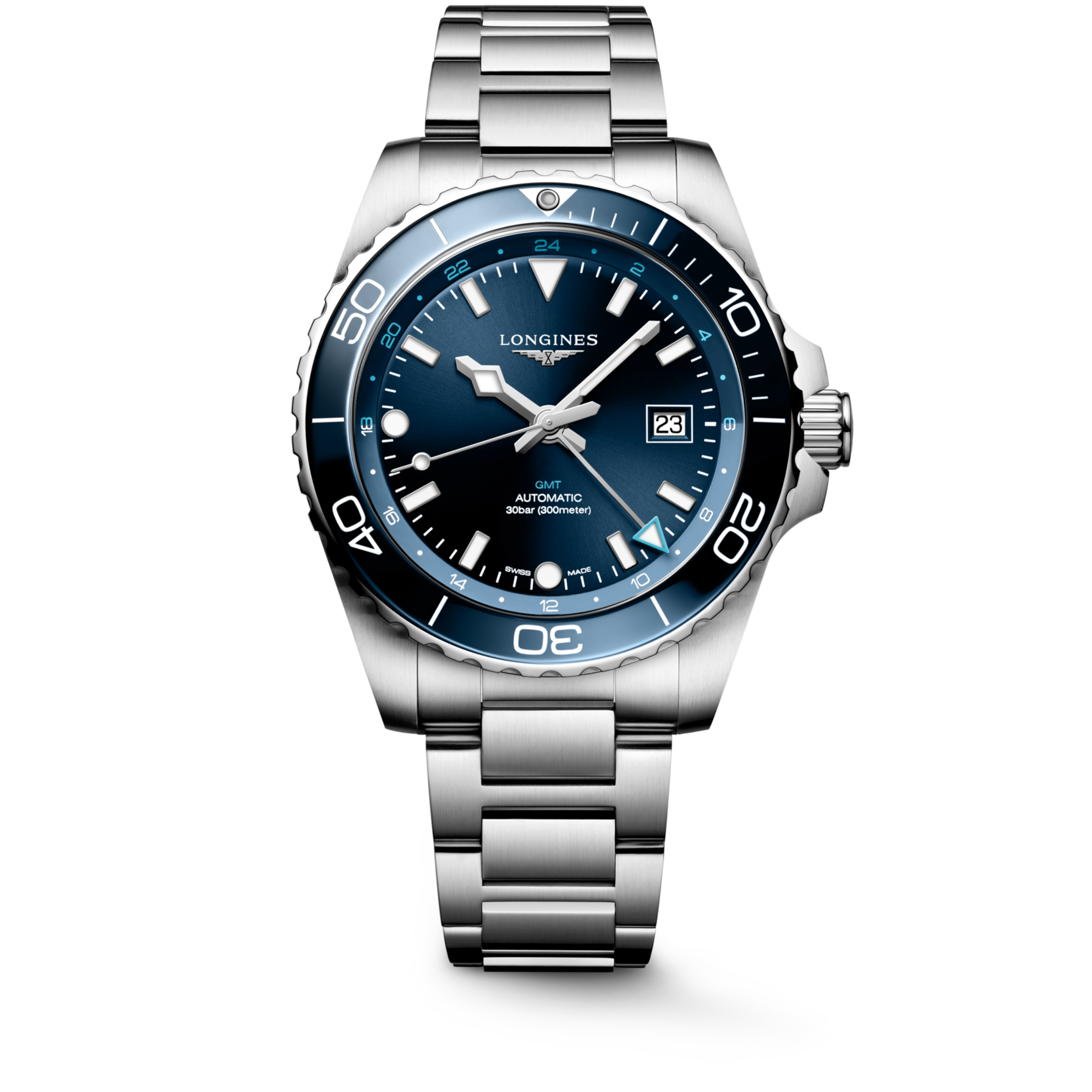 Longines HYDROCONQUEST GMT Automatic Stainless steel and ceramic bezel Watch - L3.890.4.96.6
