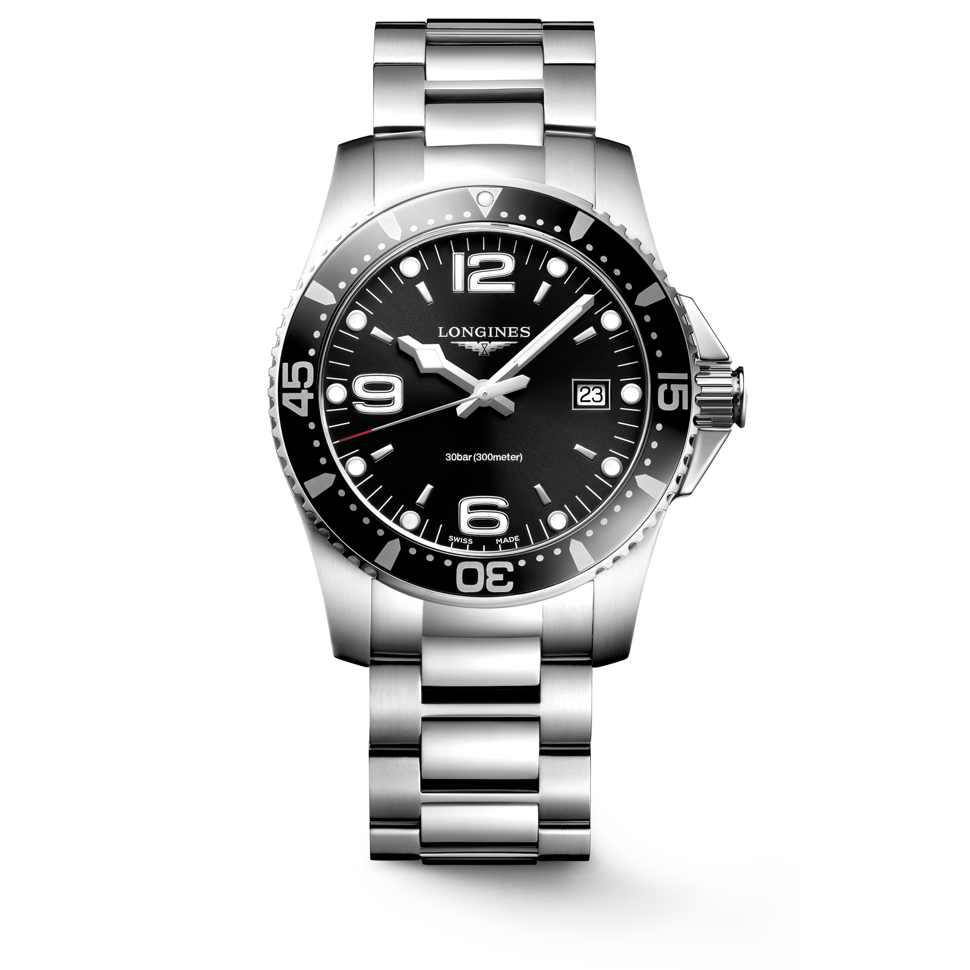 Hydroconquest Quartz watch 41mm, Sunray black L37404566 | LONGINES US