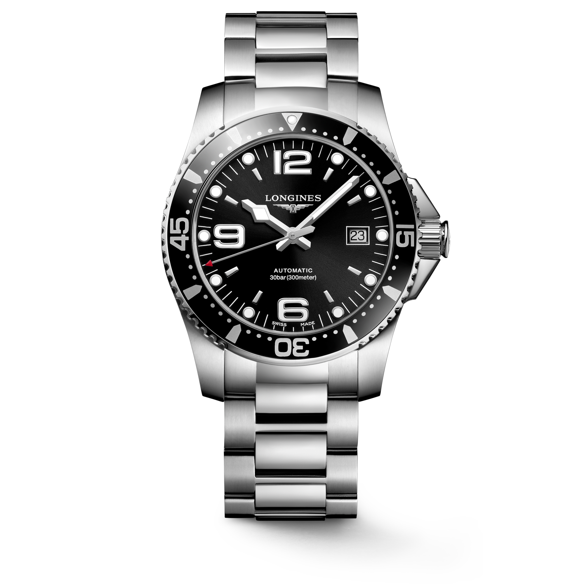 HYDROCONQUEST Automatic, Stainless Steel, Sunray Black Dial, Bracelet Watch