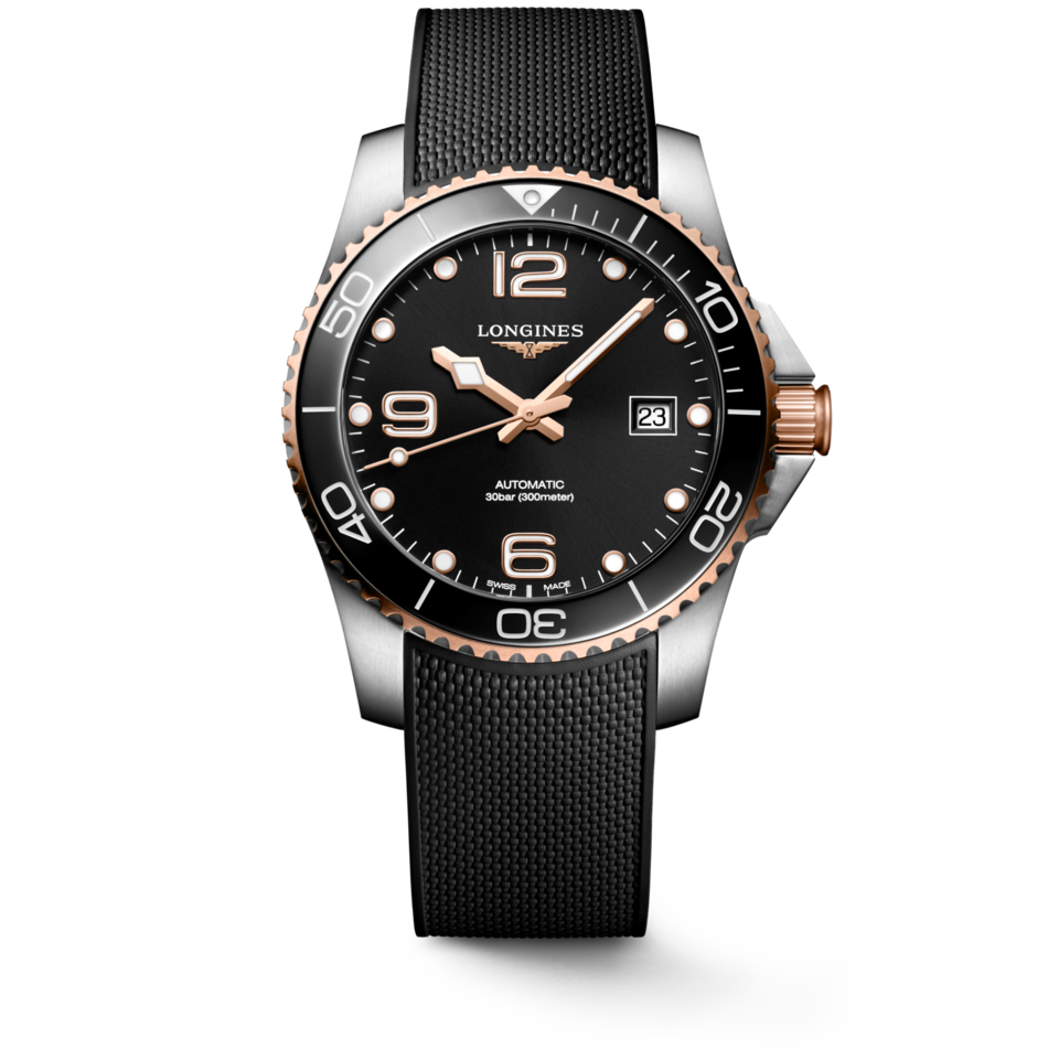 Longines HydroConquest 41mm Cadran Noir Soleillé Caoutchouc - L3.781.3.58.9