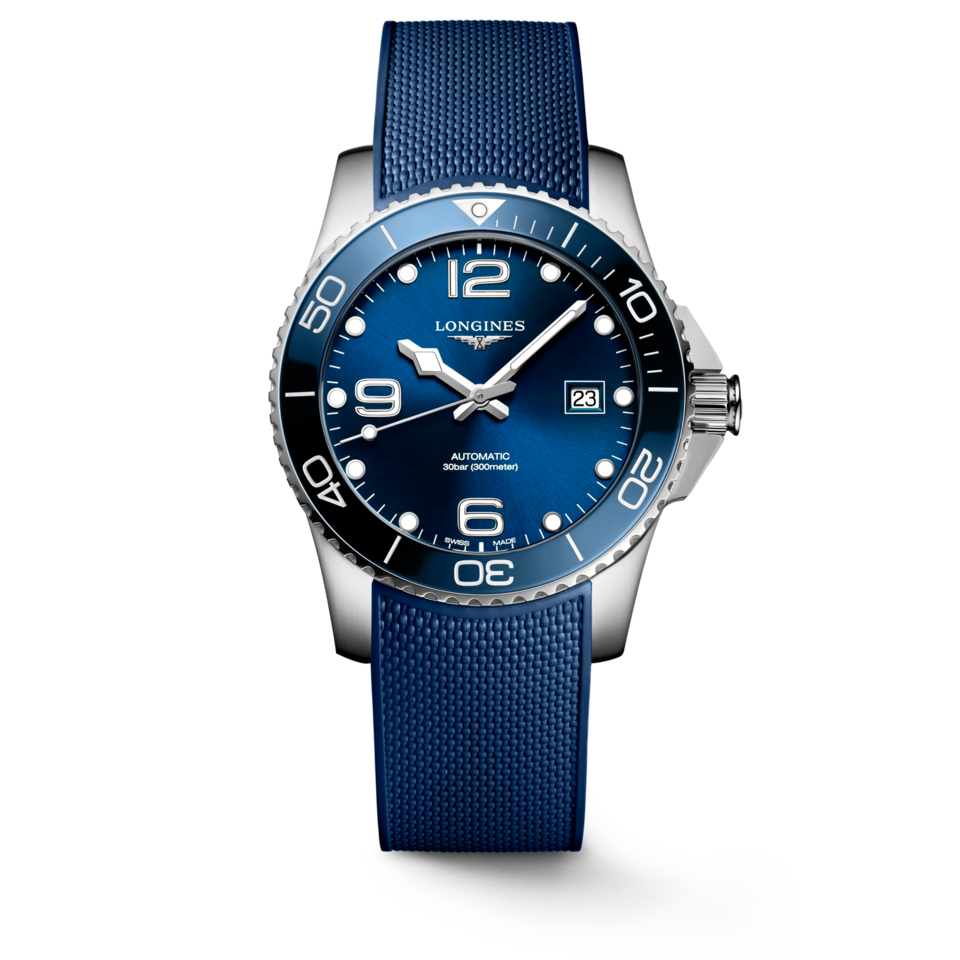 Longines HydroConquest 41mm Cadran Bleu Soleillé Caoutchouc - L3.781.4.96.9