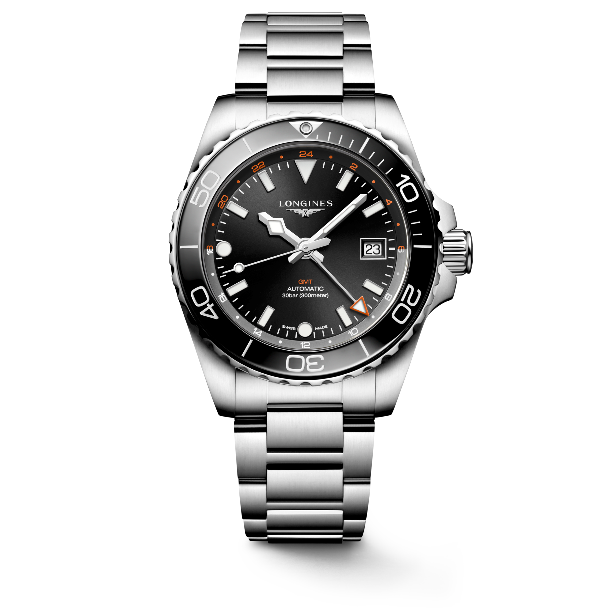 Black Watch for Men Large Face Stainless Steel Diamond Watches