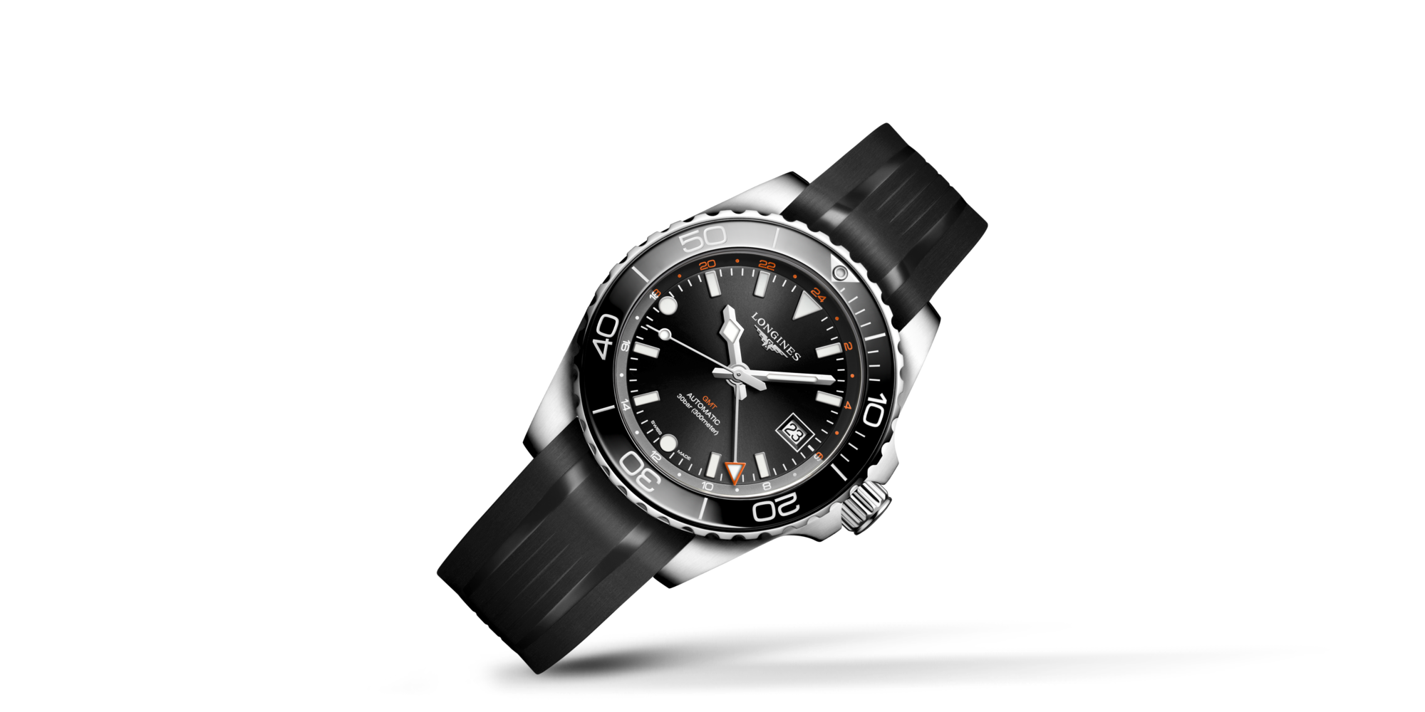 HYDROCONQUEST GMT Automatic, Stainless Steel And Ceramic Bezel, Sunray ...