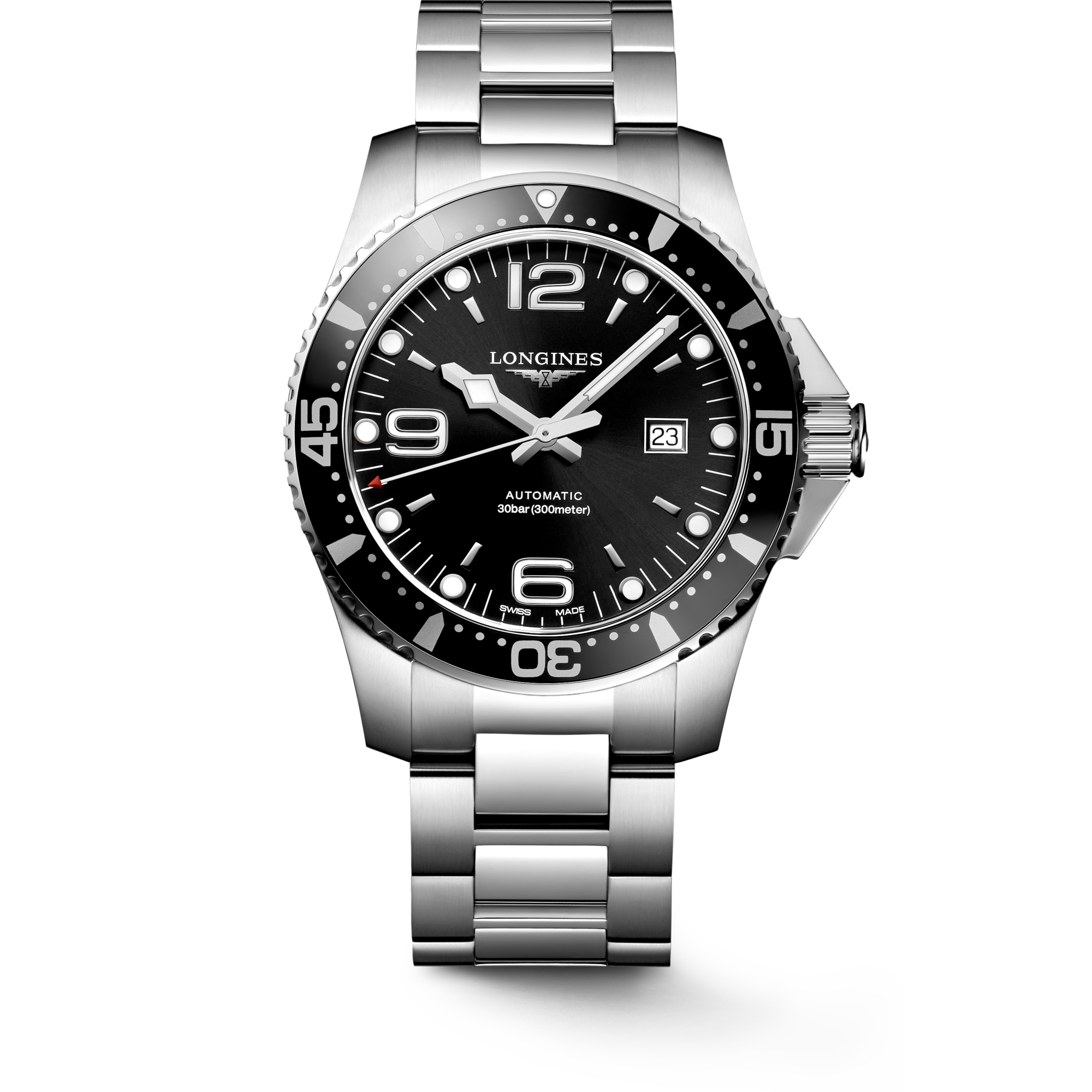 HYDROCONQUEST Automatic, Stainless Steel, Sunray Black Dial